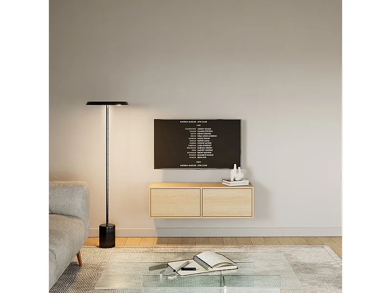 Meuble TV avec 2 abattants – aspect chêne – 100 cm – FRAMME