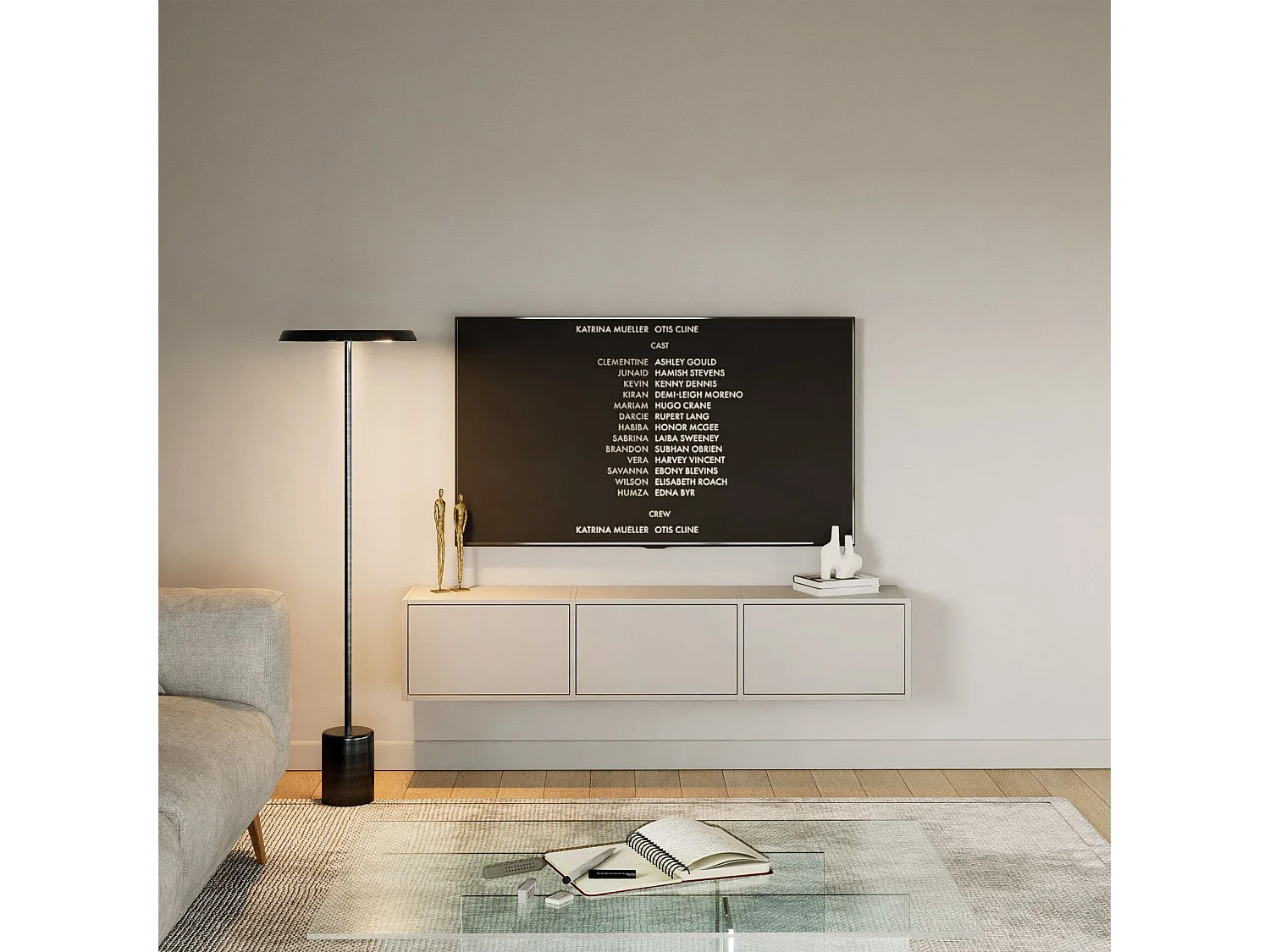 TV-Lowboard mit 3 Klappen – Kaschmirgrau – 150 cm – FRAMME