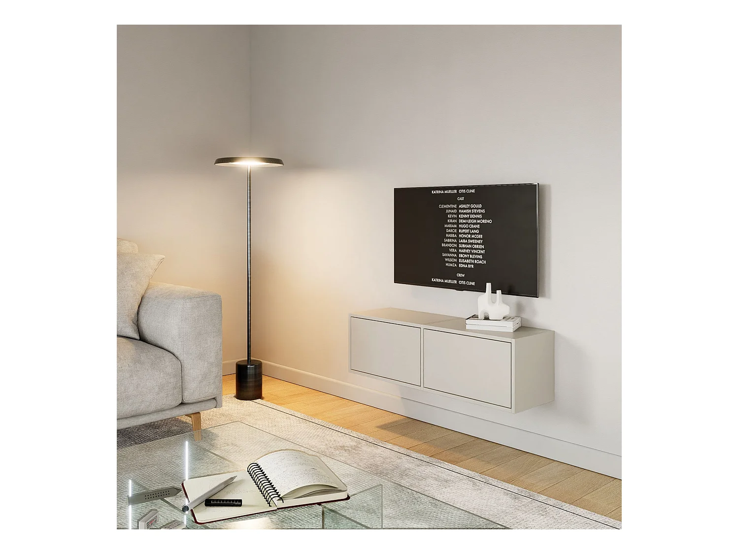 Meuble TV avec 2 abattants – gris cachemire – 100 cm – FRAMME