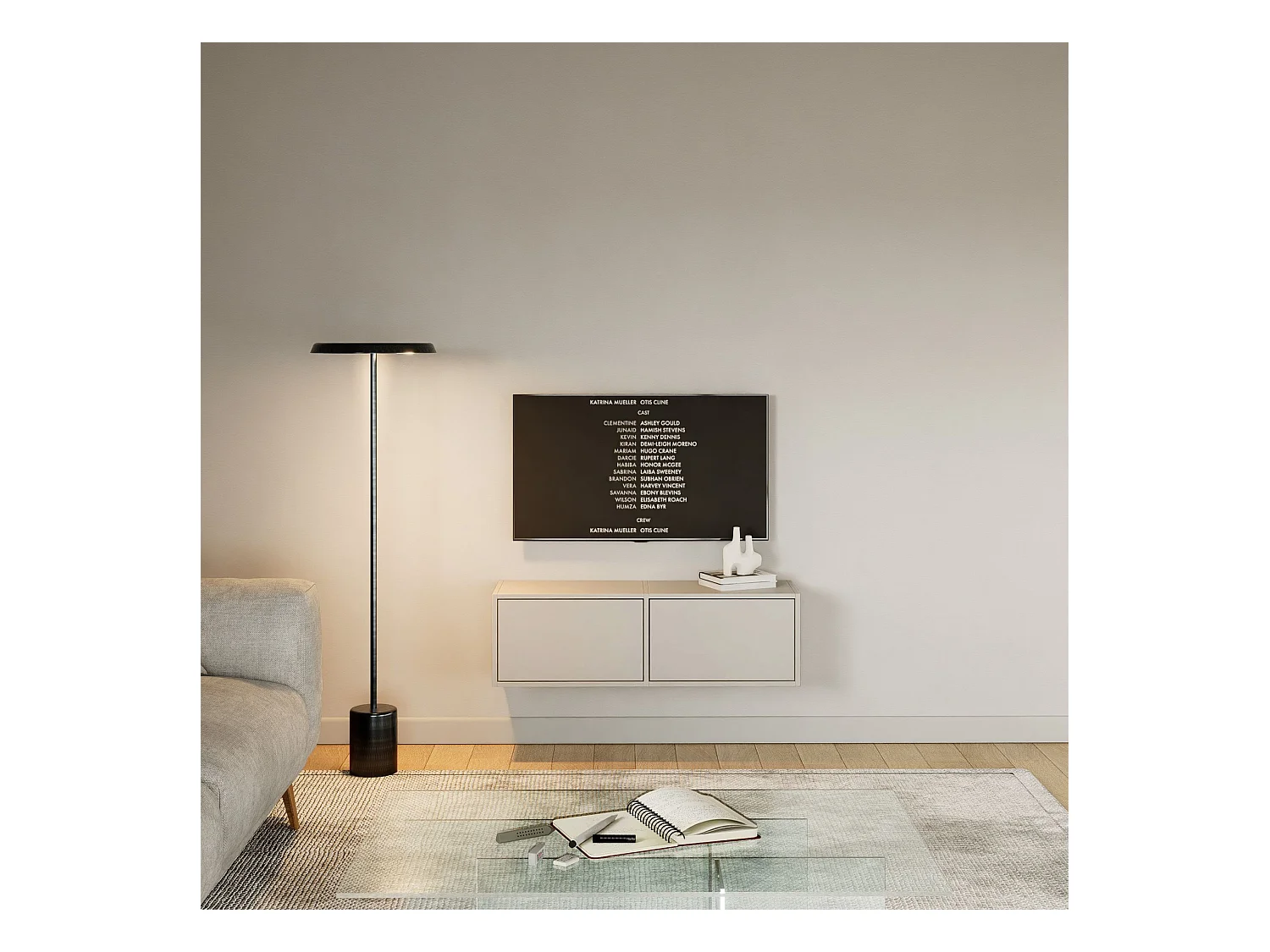 Meuble TV avec 2 abattants – gris cachemire – 100 cm – FRAMME