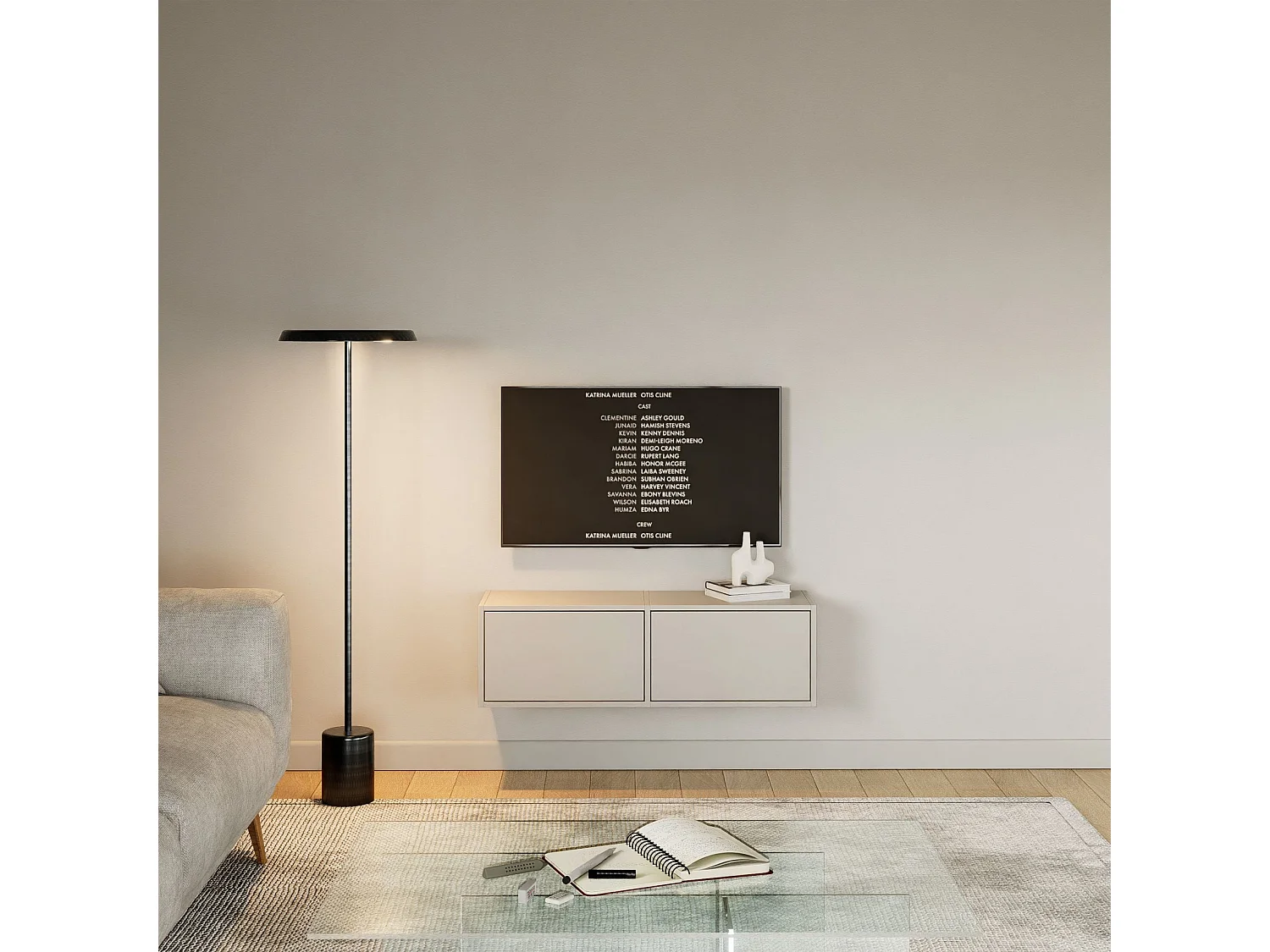 TV-Lowboard mit 2 Klappen – Kaschmirgrau – 100 cm – FRAMME