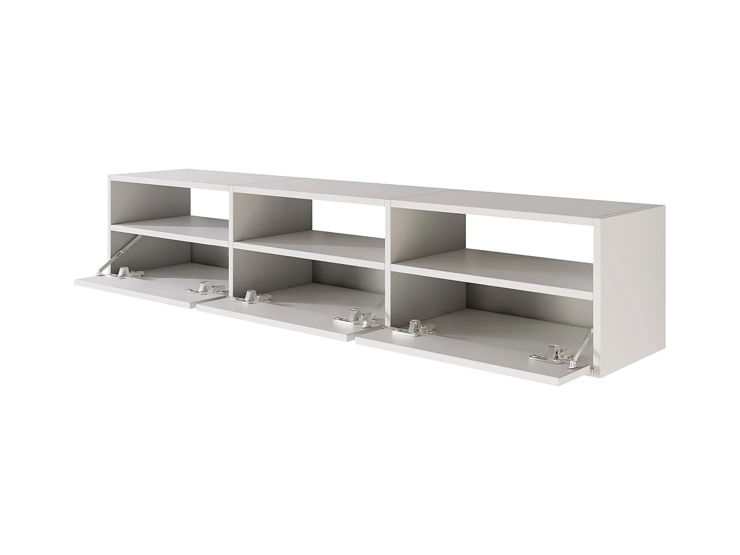 TV-Lowboard mit 3 Klappen und Ablagen – Weiß – 150 cm – FRAMME