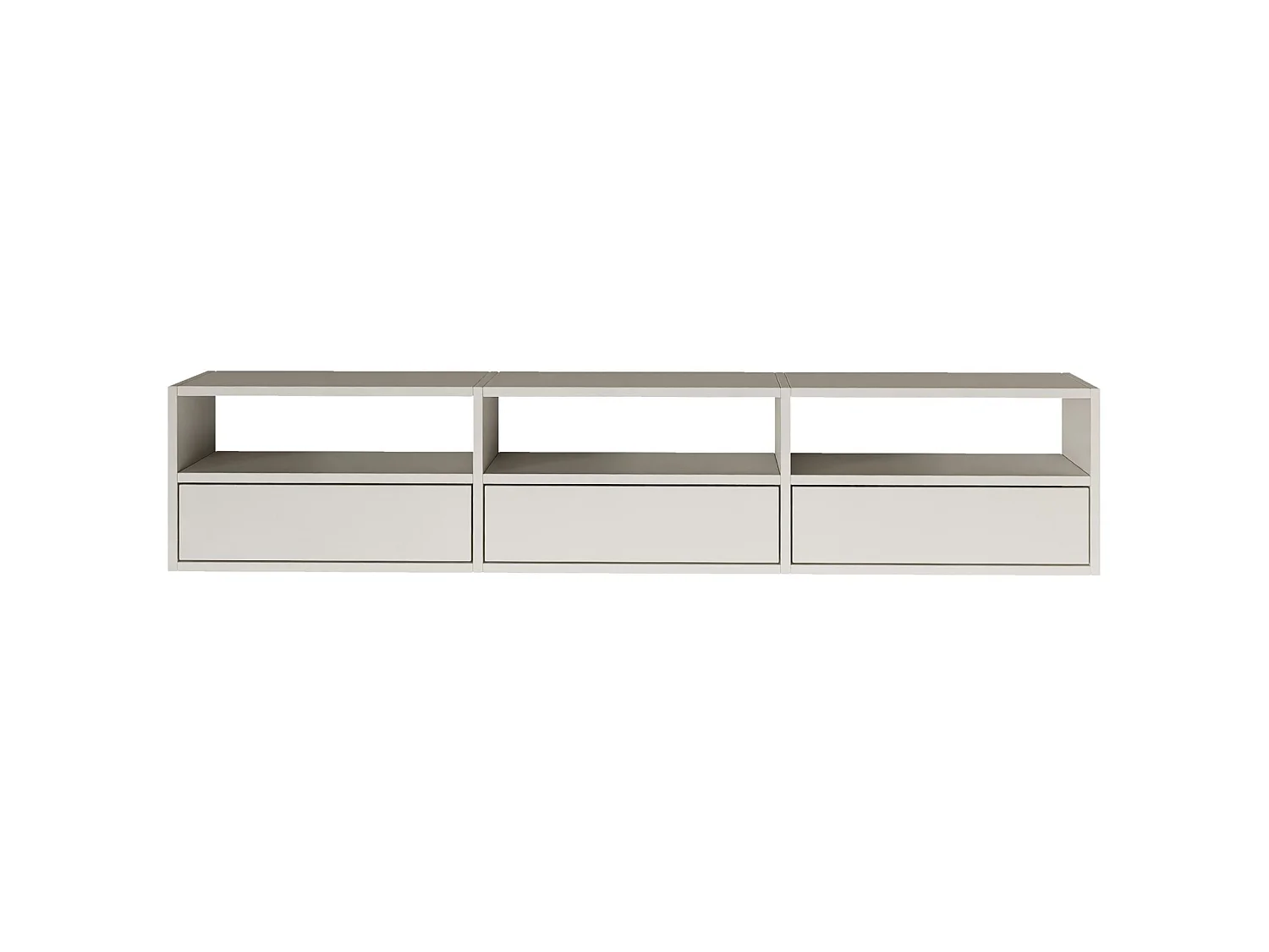 Meuble TV avec 3 abattants et étagères – blanc – 150 cm – FRAMME