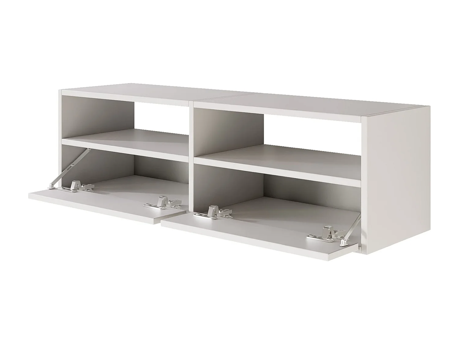 Meuble TV avec 2 abattants et étagères – blanc – 100 cm – FRAMME