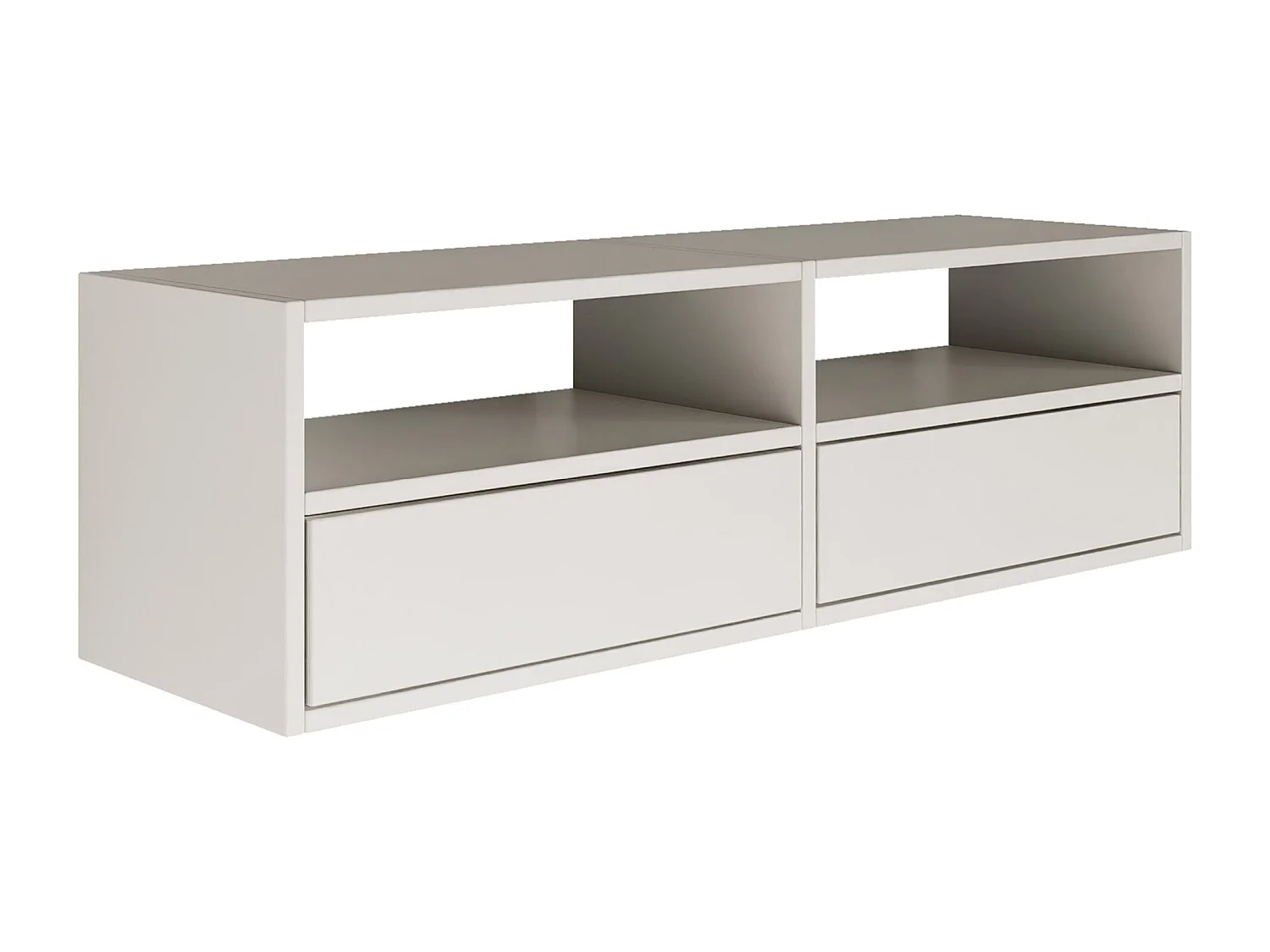 Meuble TV avec 2 abattants et étagères – blanc – 100 cm – FRAMME