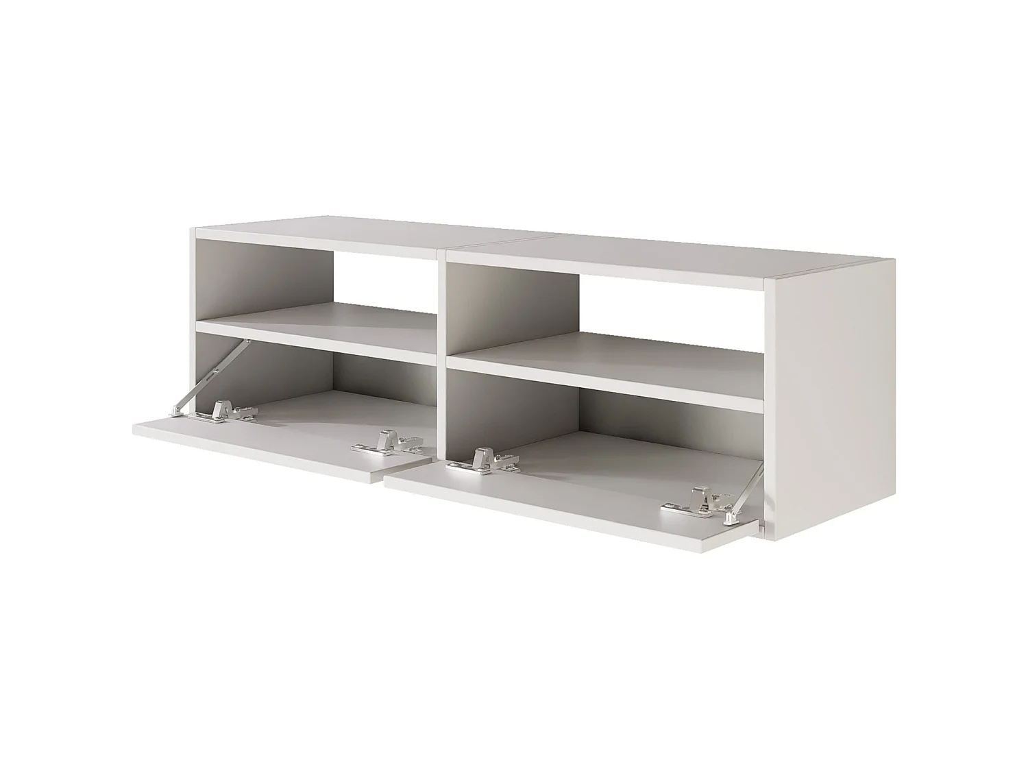 Meuble TV avec 2 abattants et étagères – blanc – 100 cm – FRAMME
