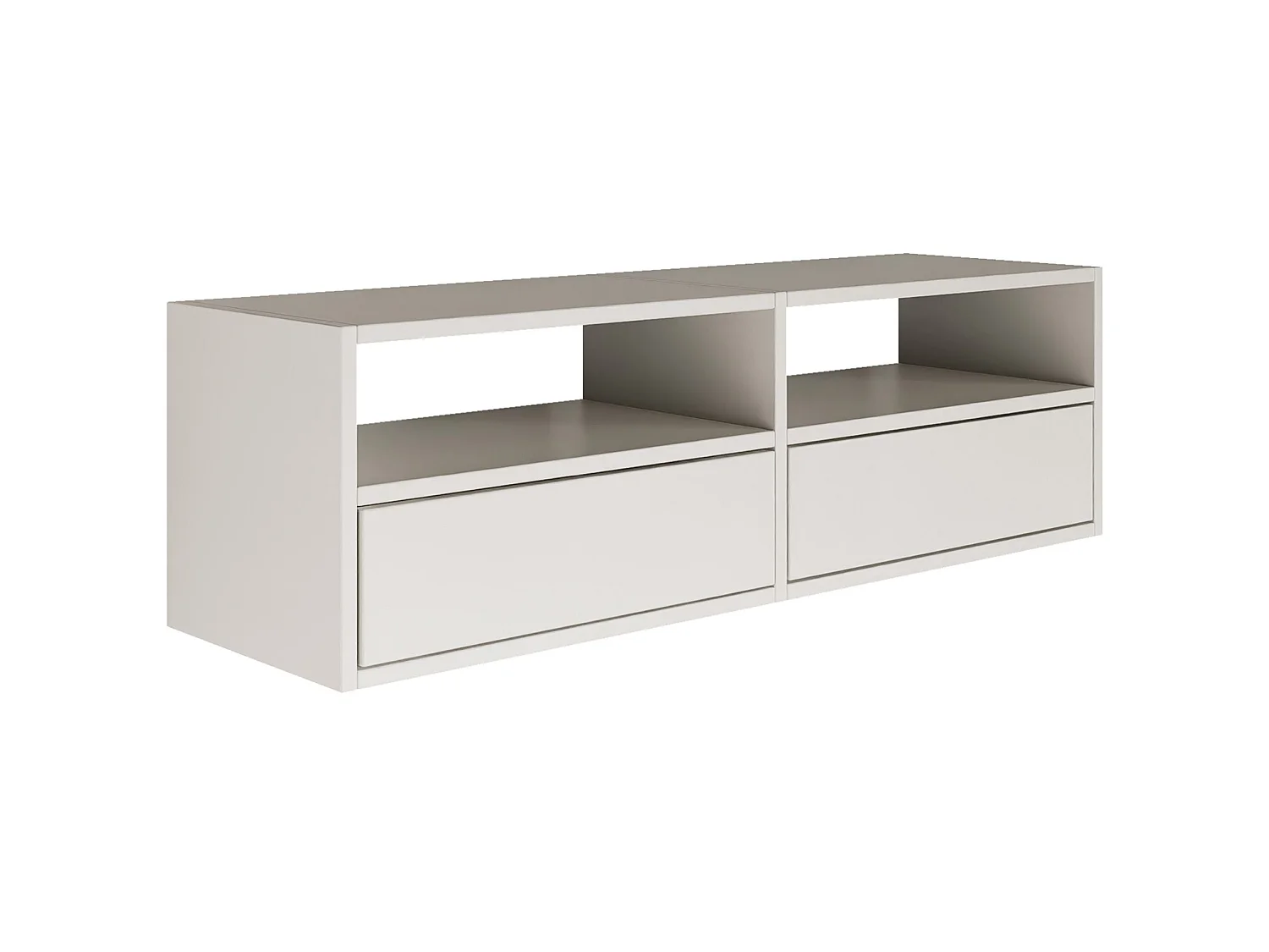 Meuble TV avec 2 abattants et étagères – blanc – 100 cm – FRAMME