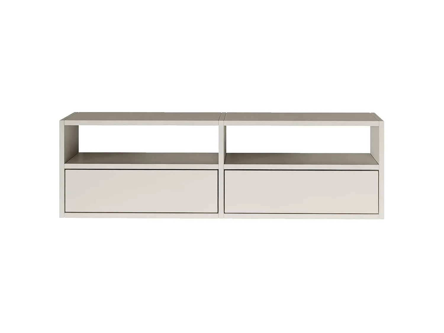 Meuble TV avec 2 abattants et étagères – blanc – 100 cm – FRAMME