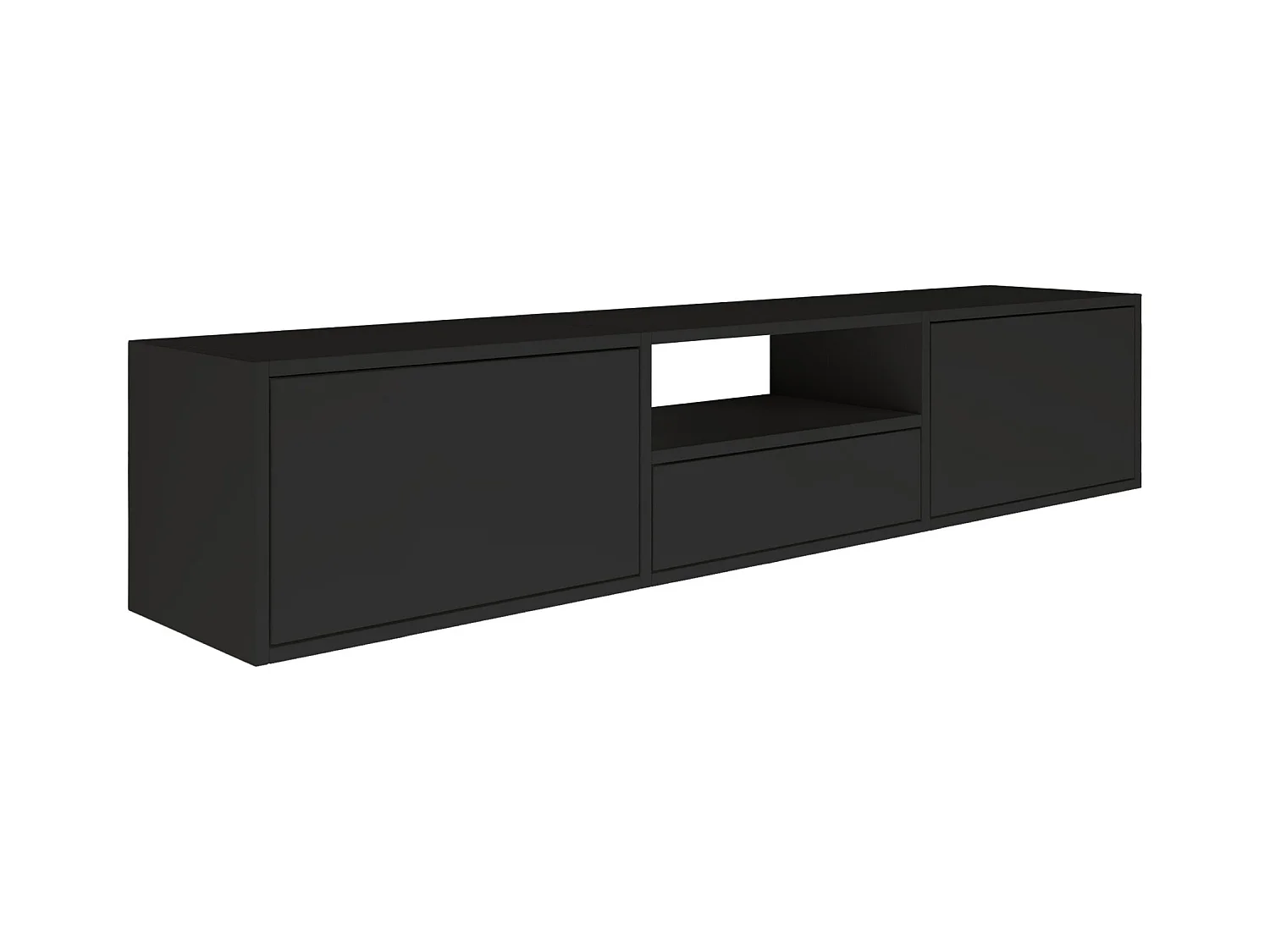 Meuble TV avec 3 abattants et une étagère – noir – 150 cm – FRAMME