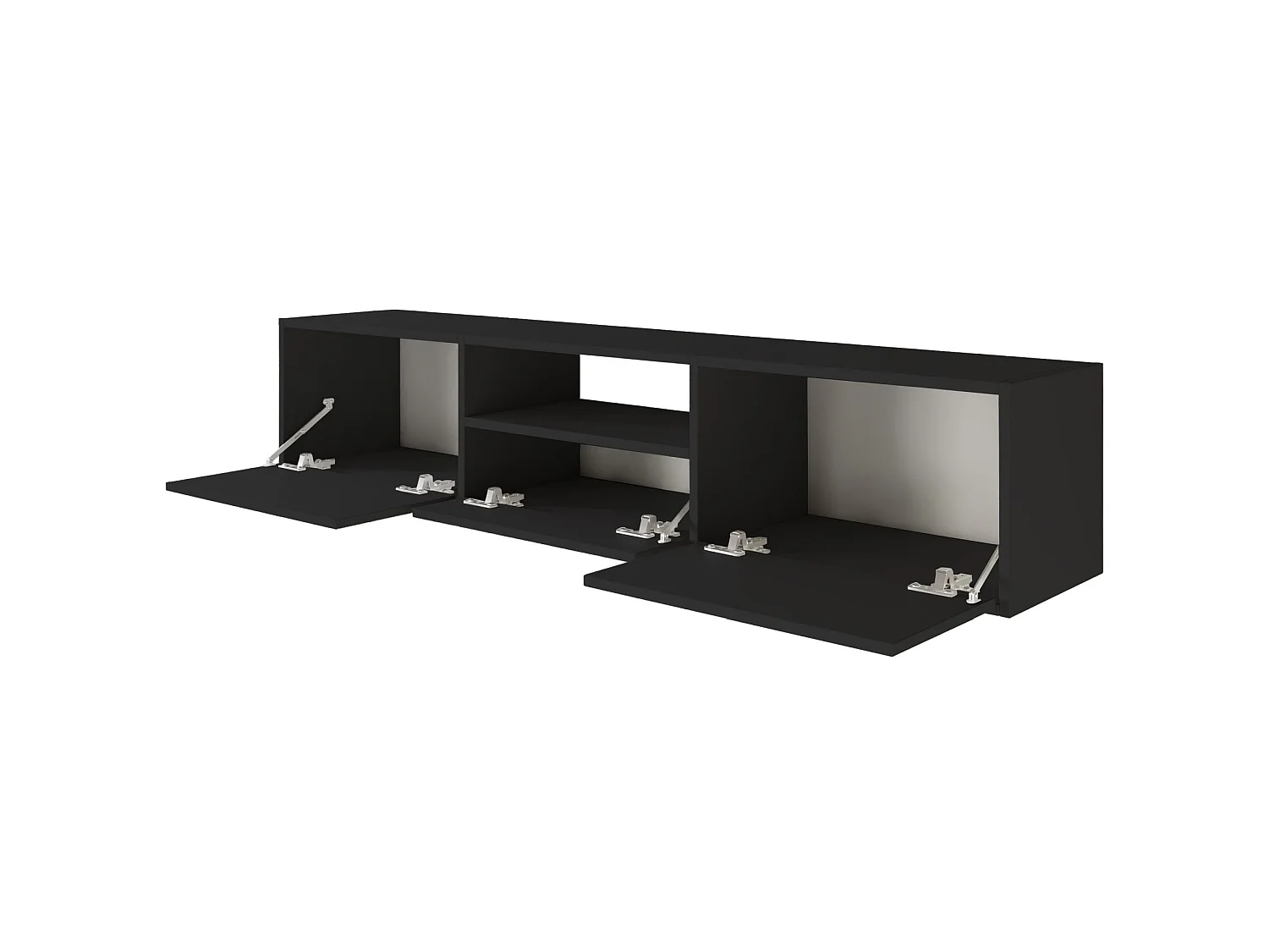 TV-Lowboard mit 3 Klappen und einer Ablage – Schwarz – 150 cm – FRAMME