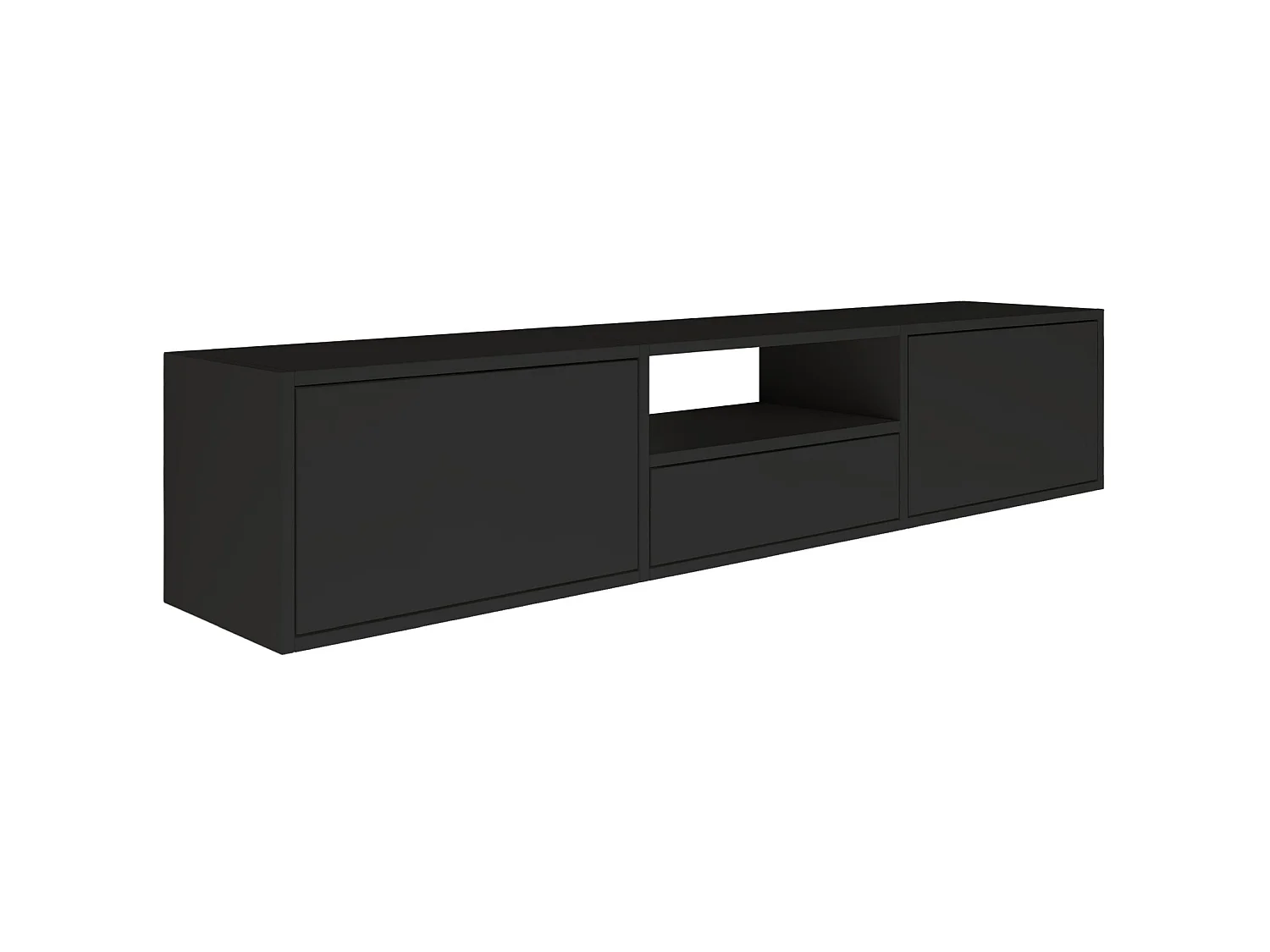 TV-Lowboard mit 3 Klappen und einer Ablage – Schwarz – 150 cm – FRAMME