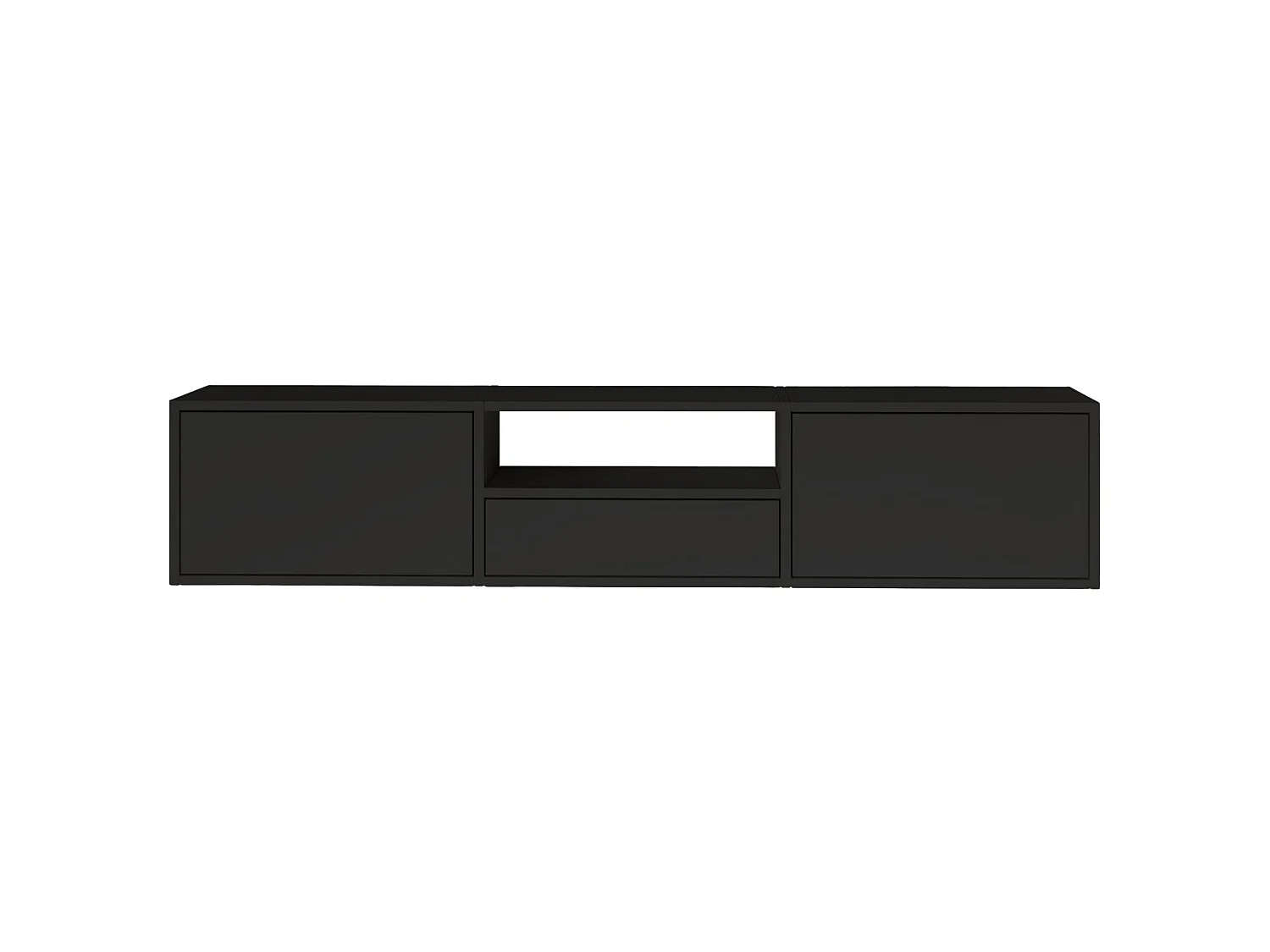 TV-Lowboard mit 3 Klappen und einer Ablage – Schwarz – 150 cm – FRAMME