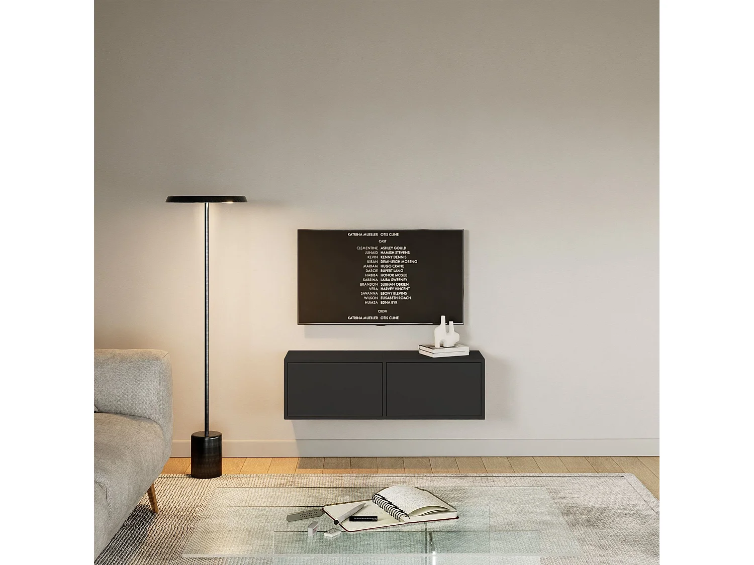 TV-Lowboard mit 2 Klappen – Schwarz – 100 cm – FRAMME