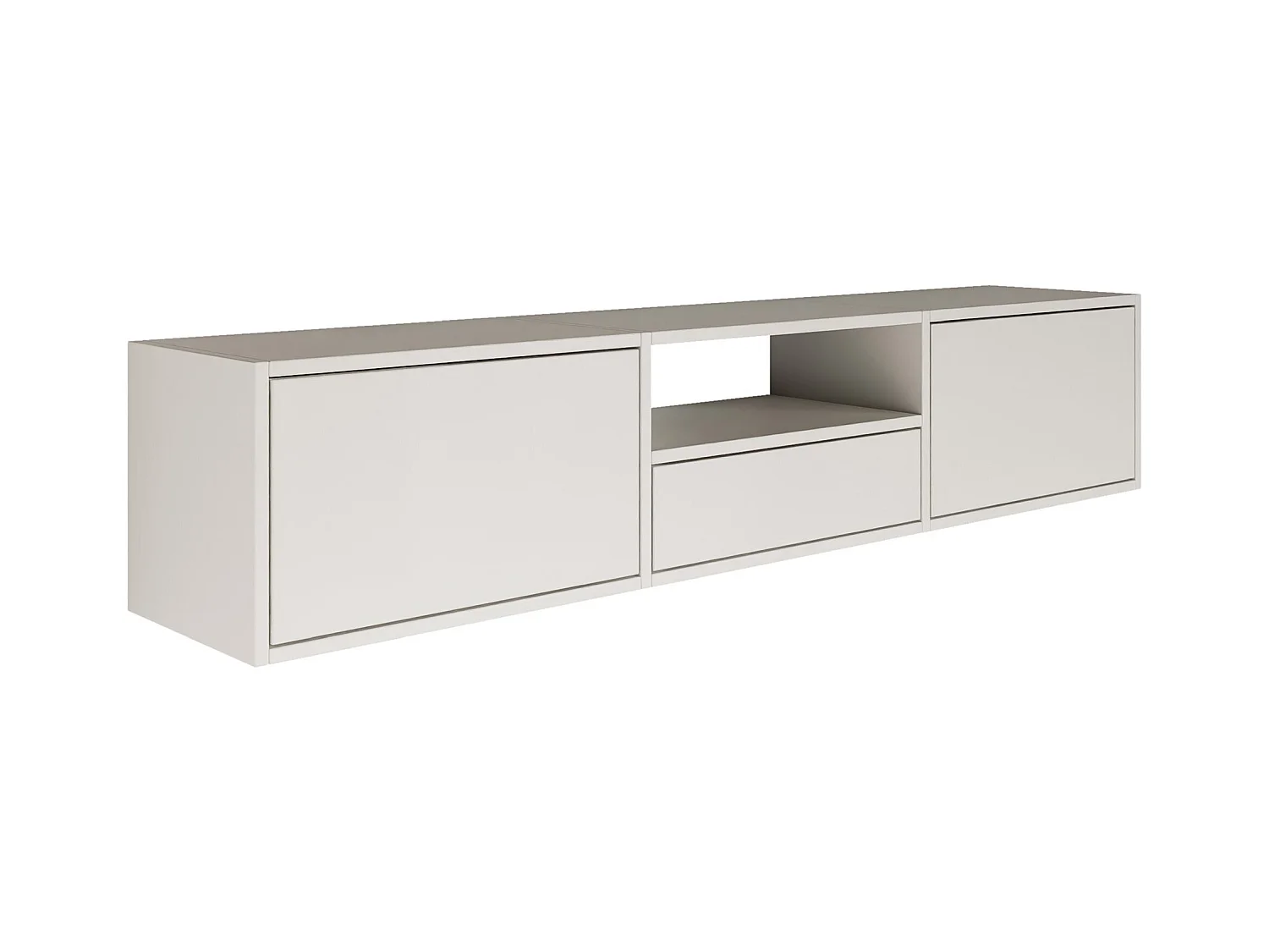 Meuble TV avec 3 abattants et une étagère – blanc – 150 cm – FRAMME