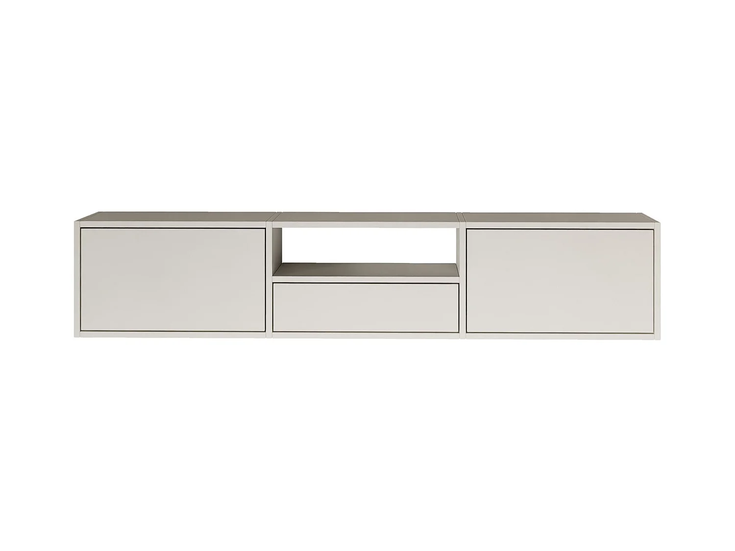 Meuble TV avec 3 abattants et une étagère – blanc – 150 cm – FRAMME