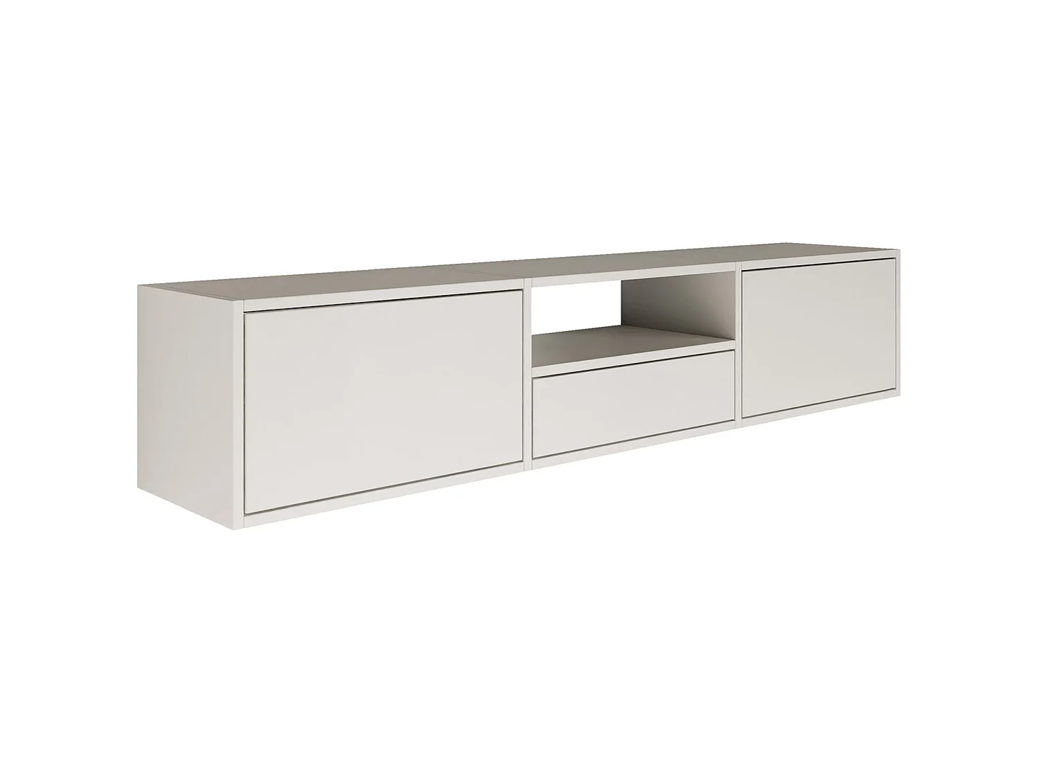 Mueble de TV con 3 puertas y un estante – blanco – 150 cm – FRAMME