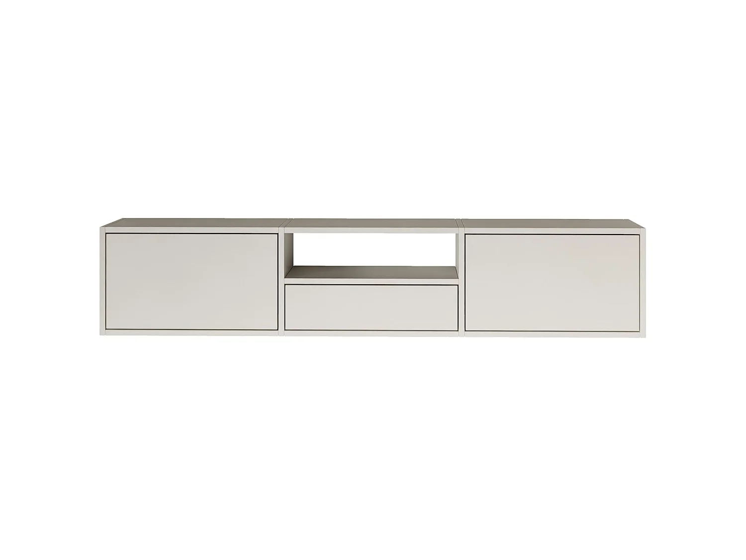 Mueble de TV con 3 puertas y un estante – blanco – 150 cm – FRAMME