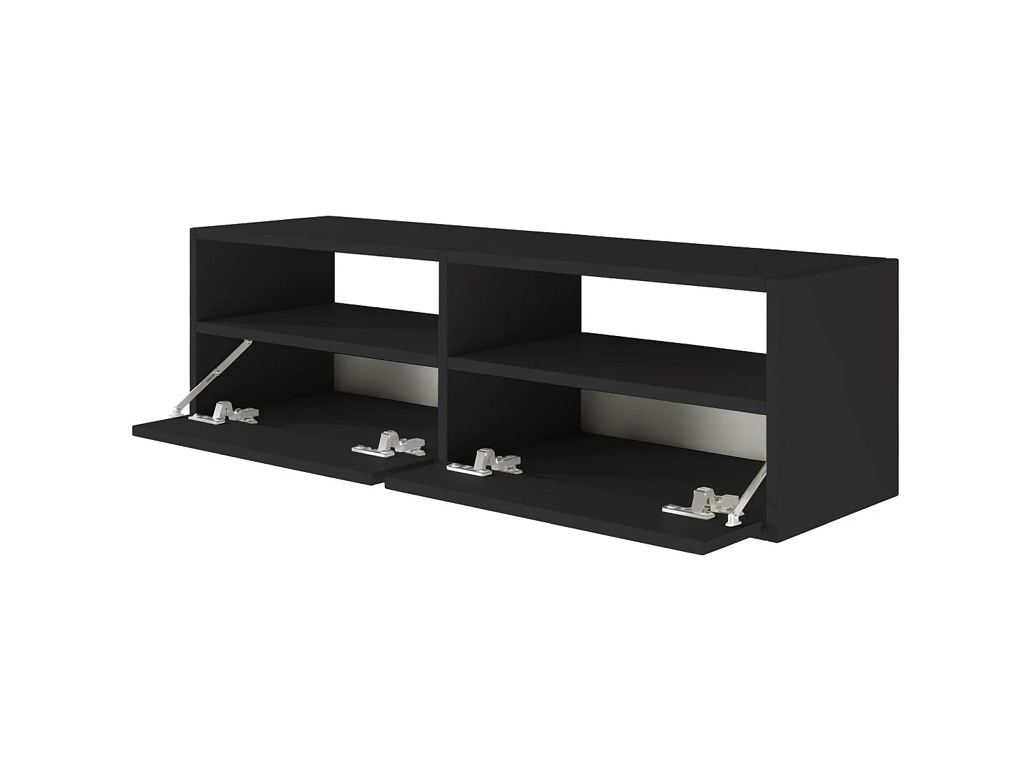 Meuble TV avec 2 abattants et étagères – noir – 100 cm – FRAMME
