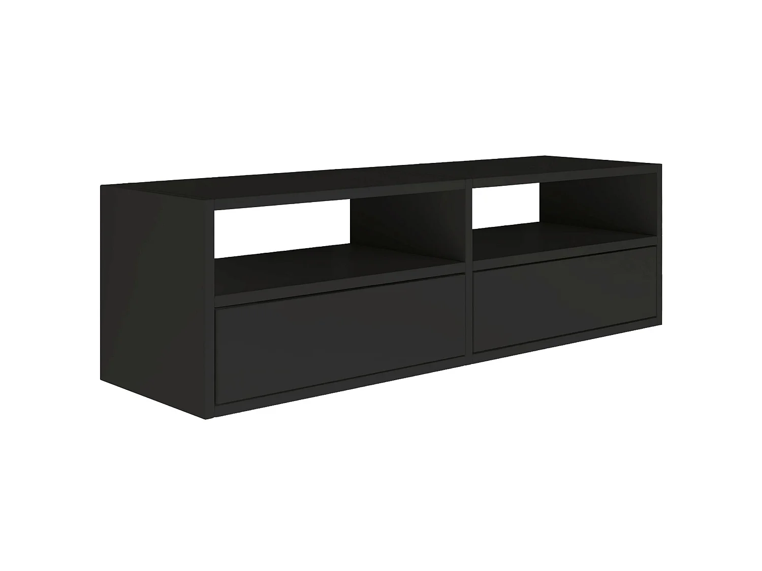 Meuble TV avec 2 abattants et étagères – noir – 100 cm – FRAMME