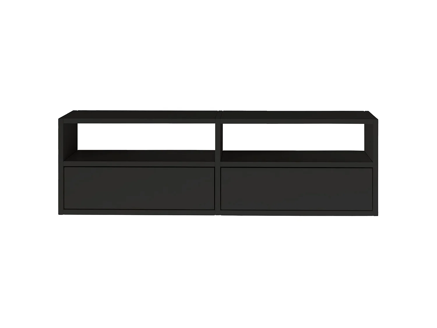 Meuble TV avec 2 abattants et étagères – noir – 100 cm – FRAMME