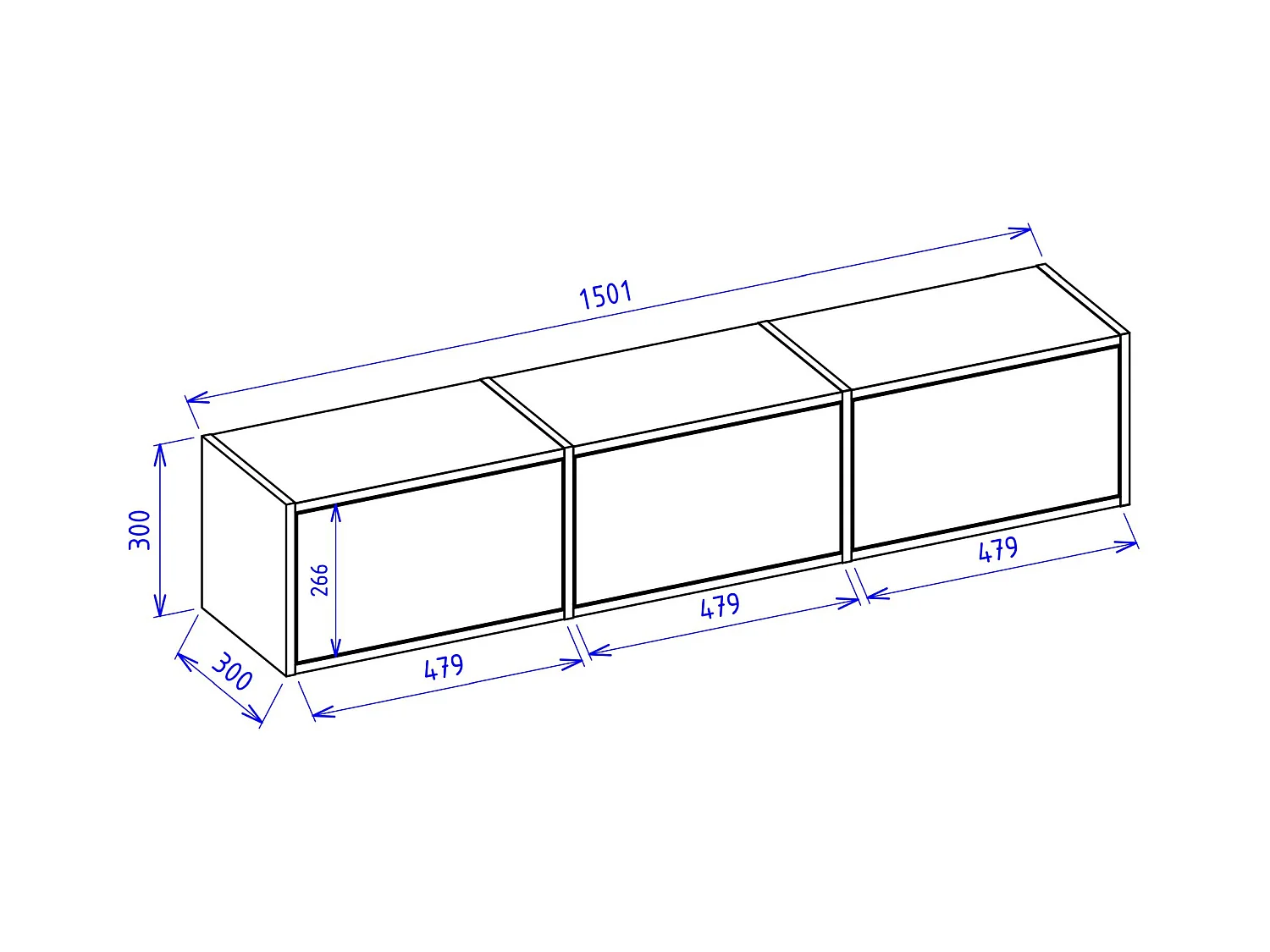 Meuble TV avec 3 abattants – aspect chêne – 150 cm – FRAMME