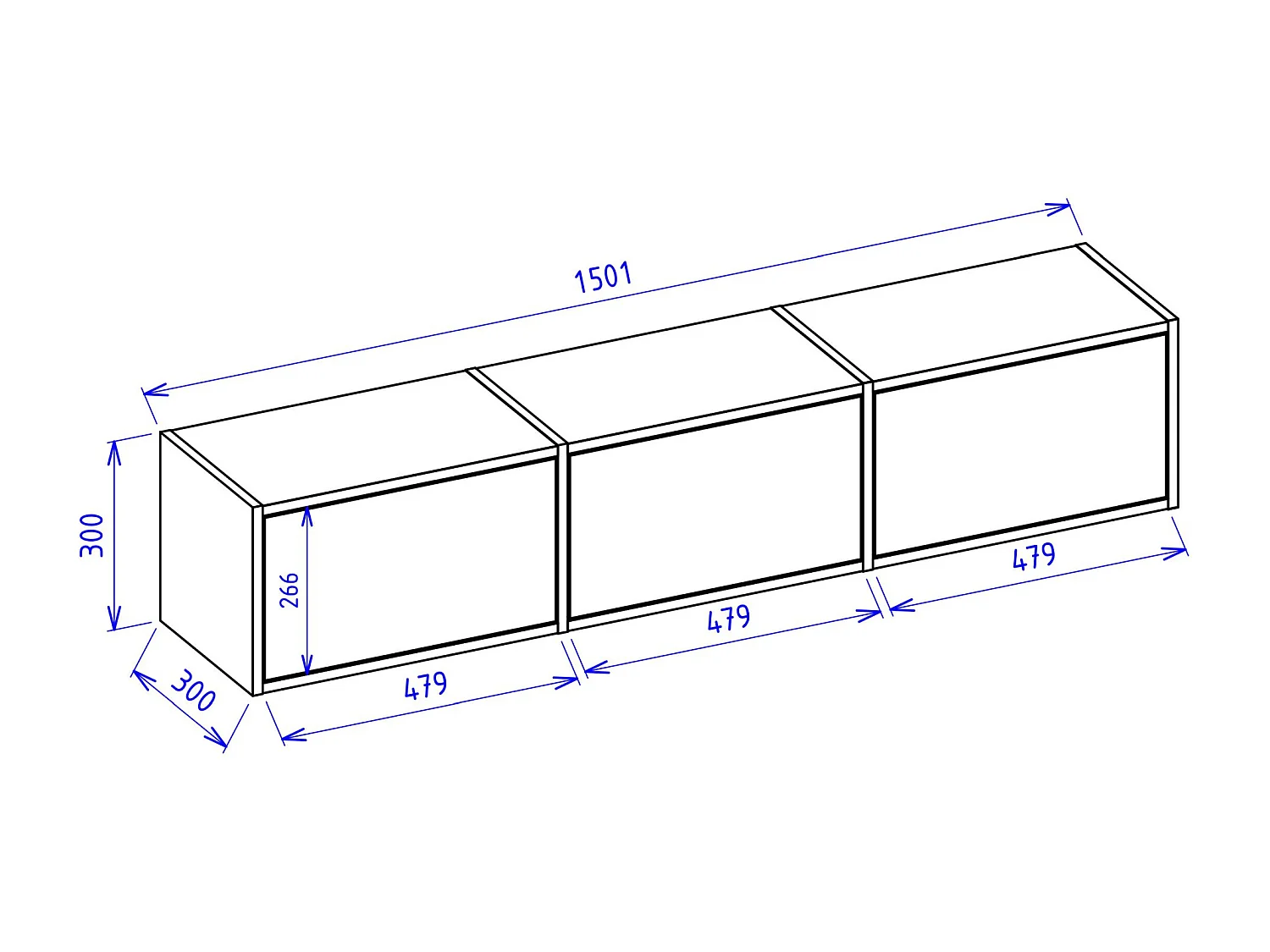 Meuble TV avec 3 abattants – aspect chêne – 150 cm – FRAMME