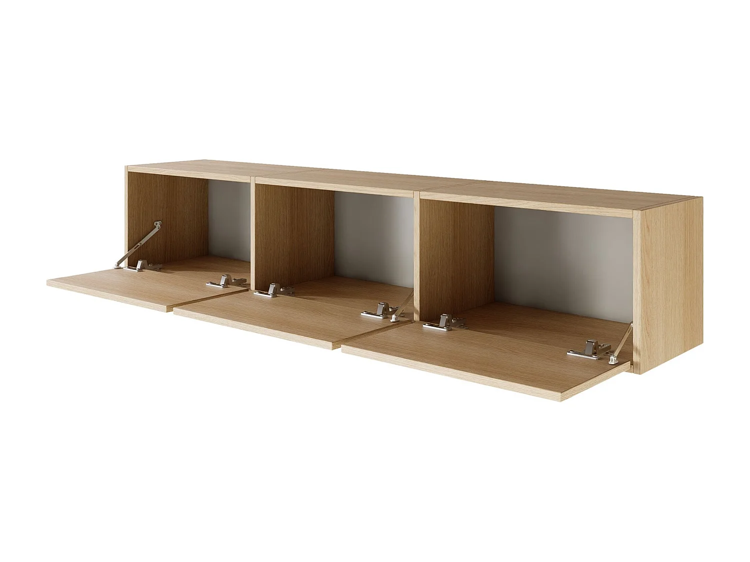 Meuble TV avec 3 abattants – aspect chêne – 150 cm – FRAMME