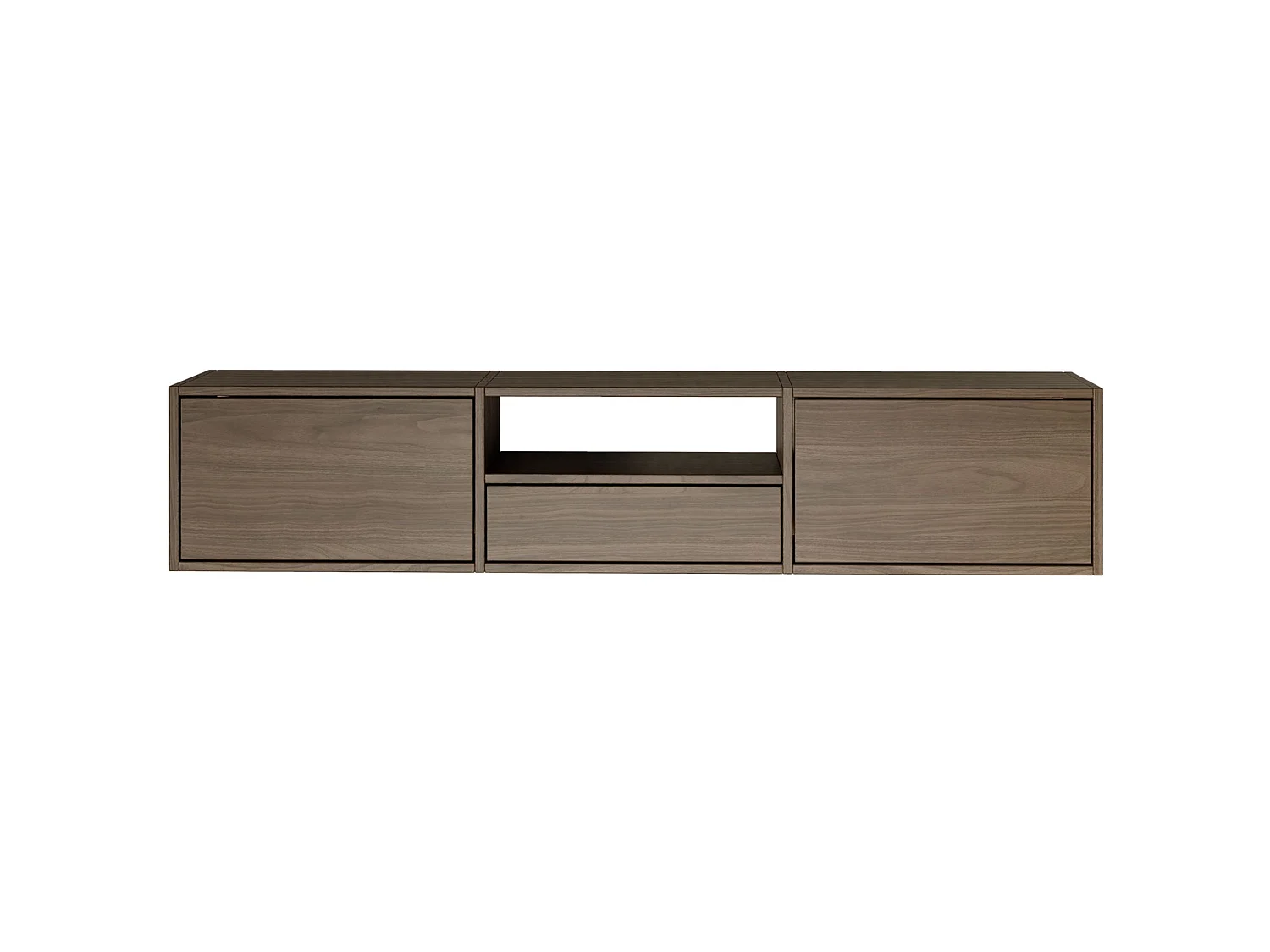 TV-Lowboard mit 3 Klappen und einer Ablage – Holzoptik Walnuss – 150 cm – FRAMME