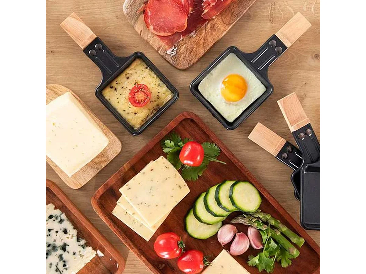 Raclette con parrilla Cecotec Cheese&Grill 8600 Wood AllStone 1200W 8 personas gris/madera