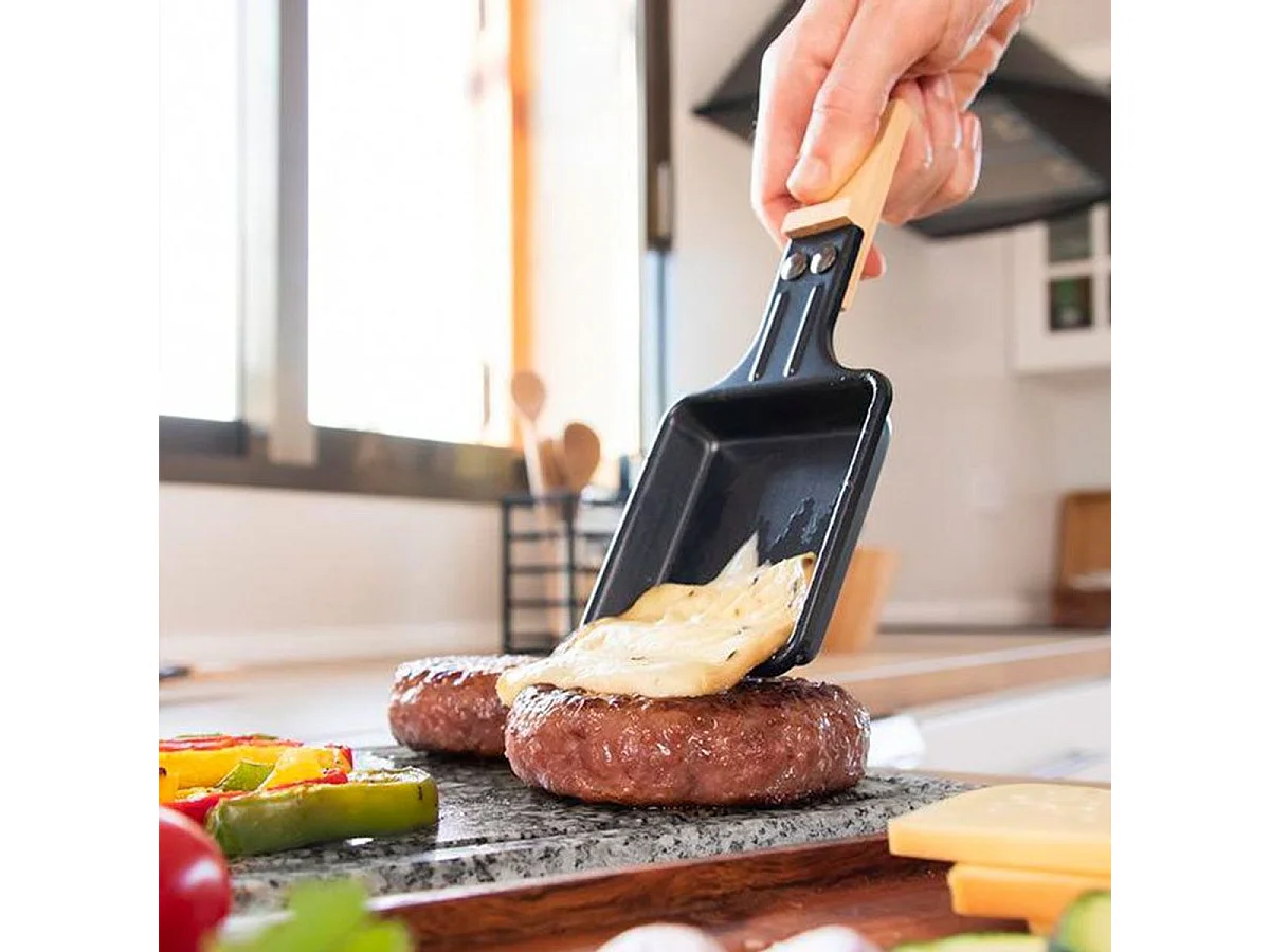 Raclette con parrilla Cecotec Cheese&Grill 8600 Wood AllStone 1200W 8 personas gris/madera
