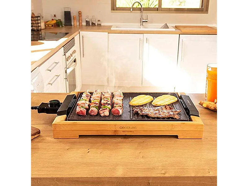 Plancha eléctrica Cecotec Tasty&Grill 2000 Bamboo MixStone 2000W madera/gris