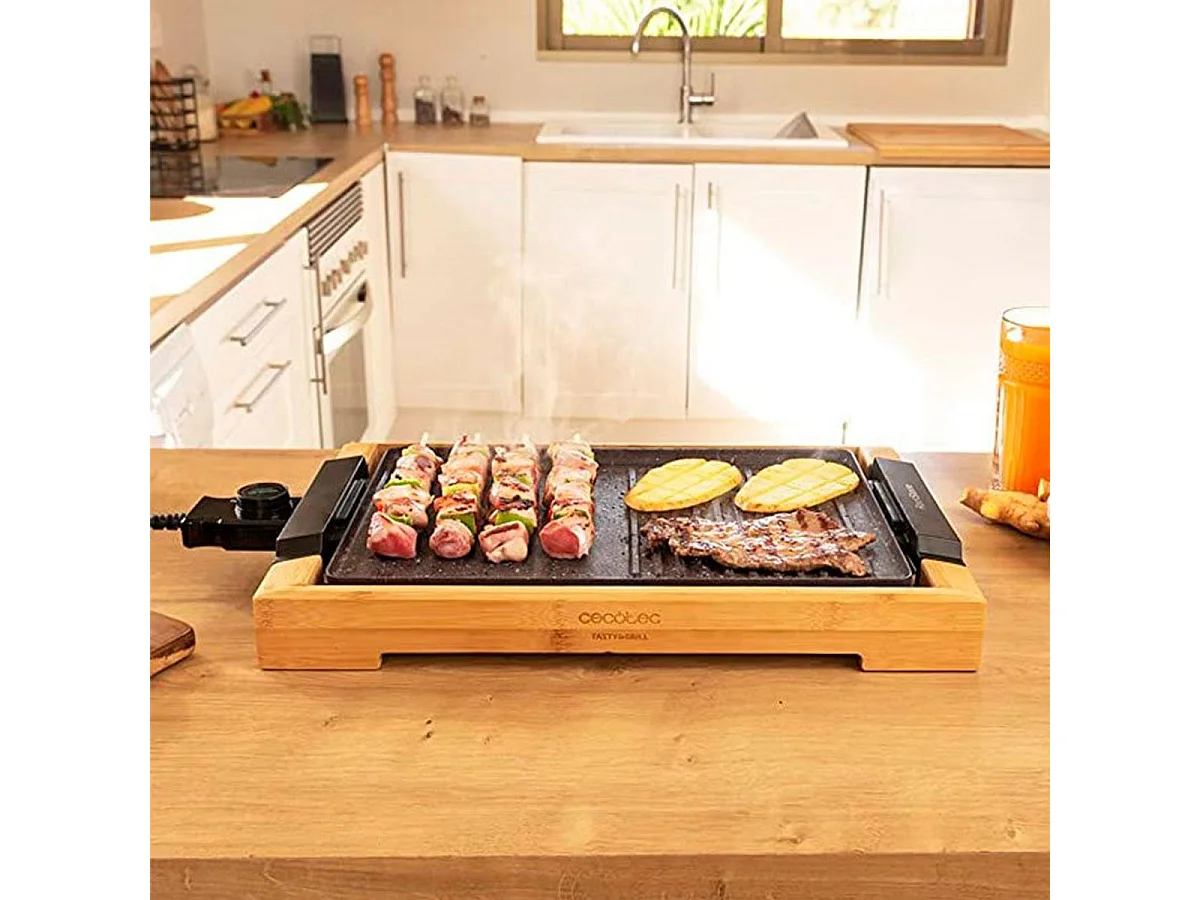 Plancha eléctrica Cecotec Tasty&Grill 2000 Bamboo MixStone 2000W madera/gris
