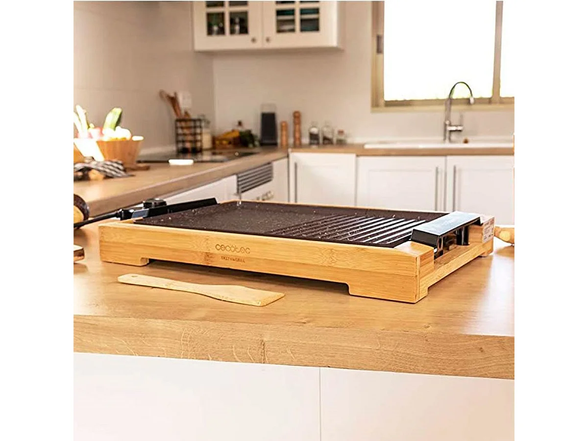Plancha eléctrica Cecotec Tasty&Grill 2000 Bamboo MixStone 2000W madera/gris