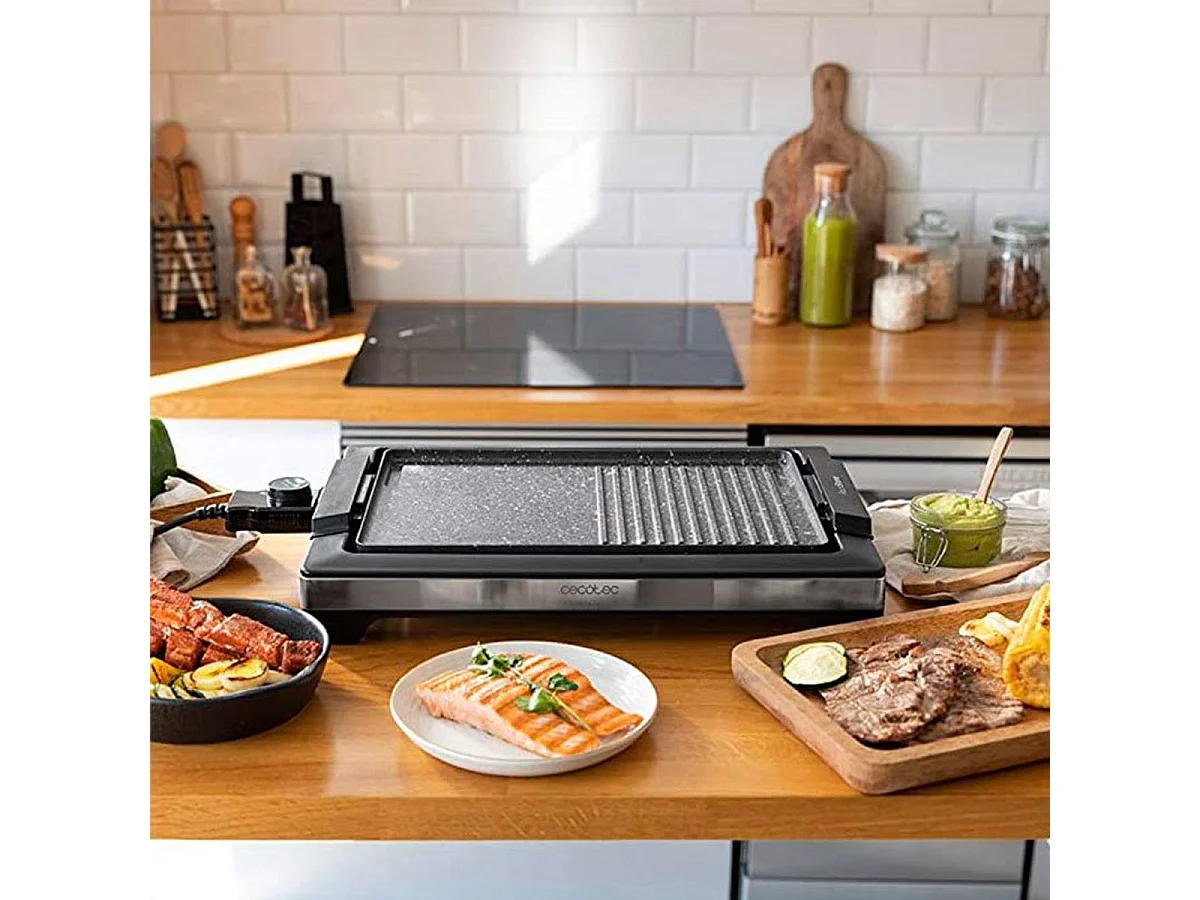 Plancha eléctrica Cecotec Tasty&Grill 2000 Inox MixStone 2000W negro/inox