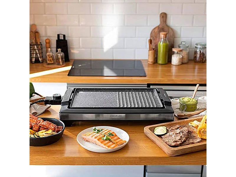 Plancha eléctrica Cecotec Tasty&Grill 2000 Inox MixStone 2000W negro/inox