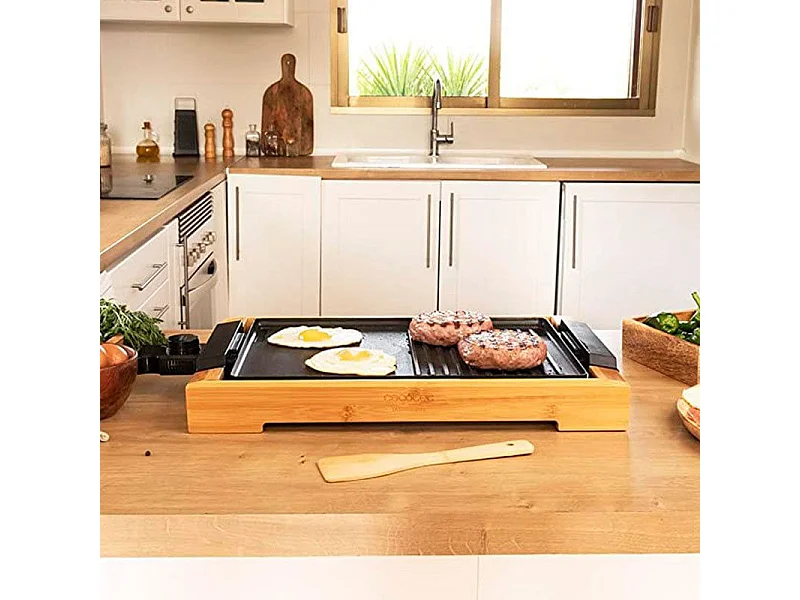 Plancha eléctrica Cecotec Tasty&Grill 2000 Bamboo Black 2000W madera/negro