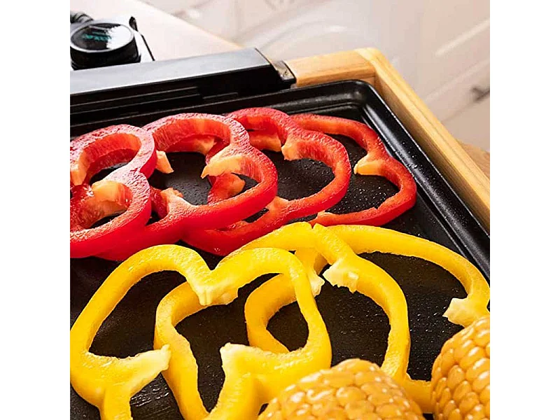 Plancha eléctrica Cecotec Tasty&Grill 2000 Bamboo Black 2000W madera/negro