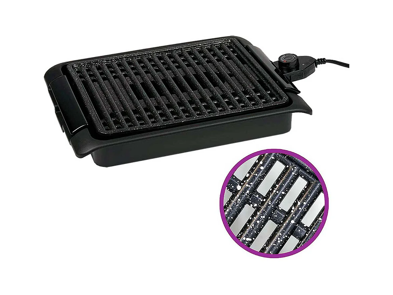 Grill eléctrico BN3673 parrilla antiadherente 1250W negro