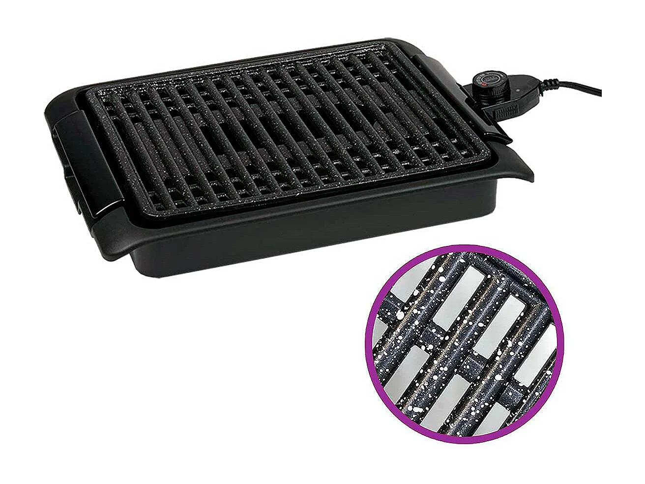 Grill eléctrico BN3673 parrilla antiadherente 1250W negro