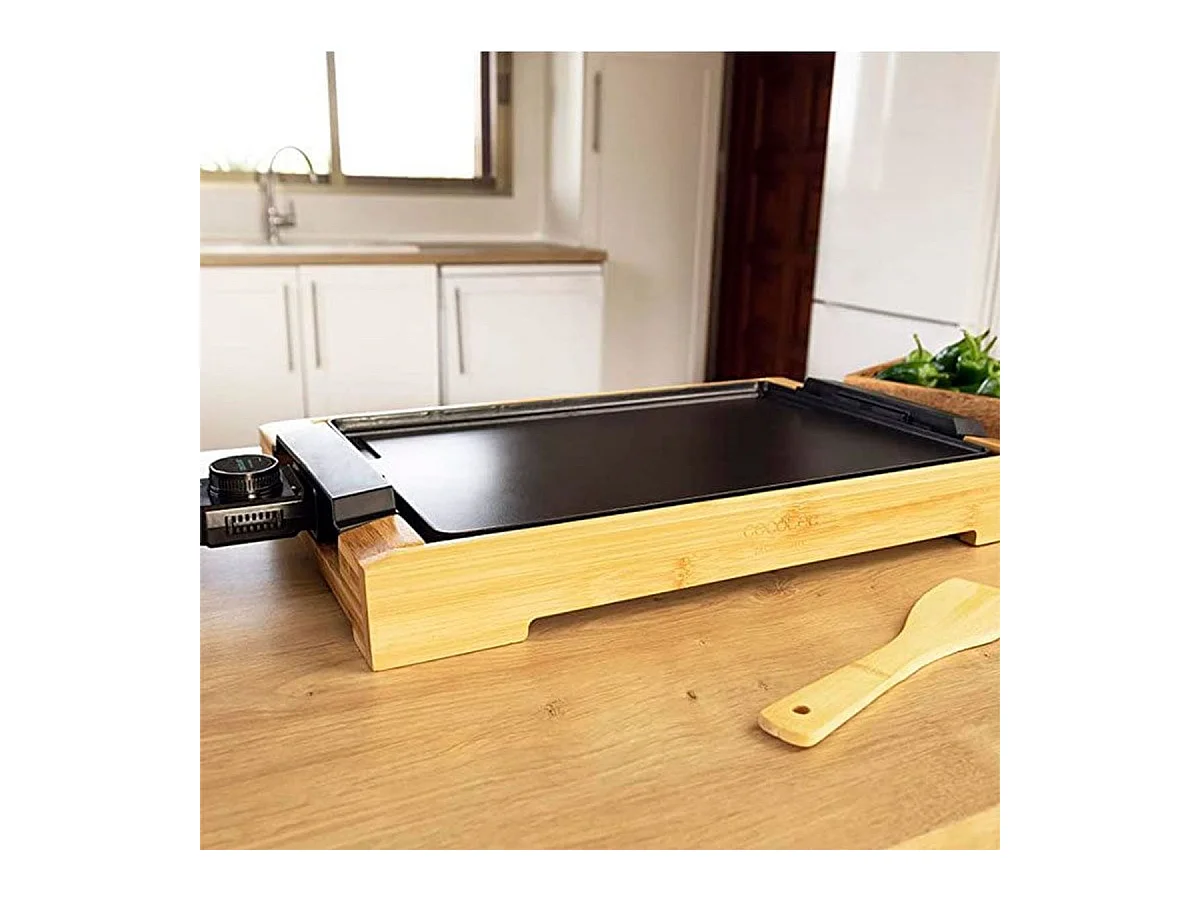 Plancha eléctrica Cecotec Tasty&Grill 2000 Bamboo 2000W madera/negro