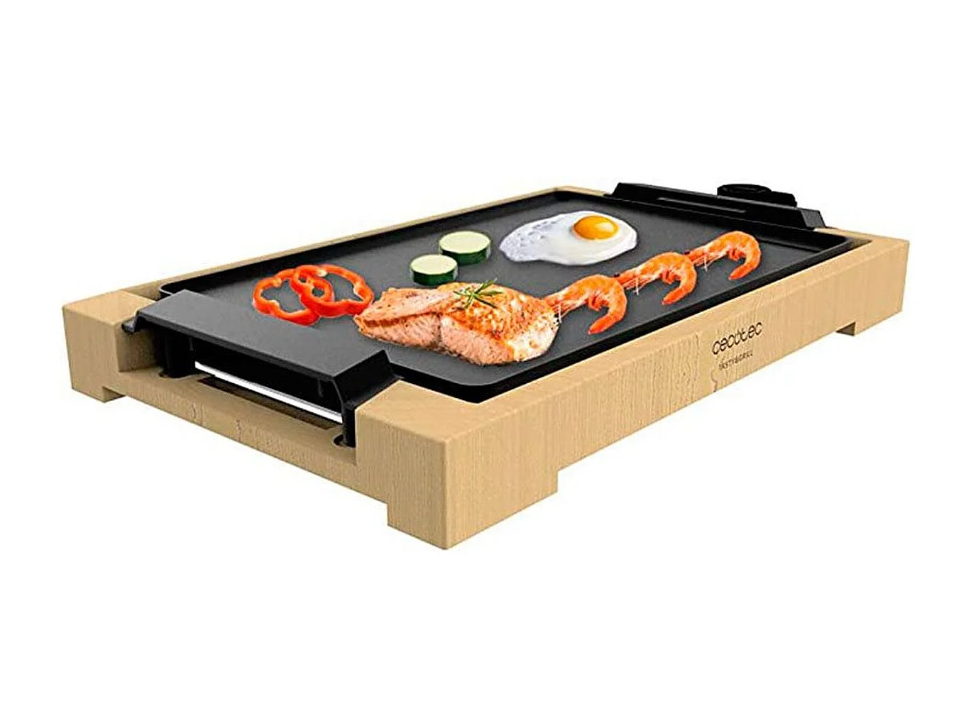 Plancha eléctrica Cecotec Tasty&Grill 2000 Bamboo 2000W madera/negro