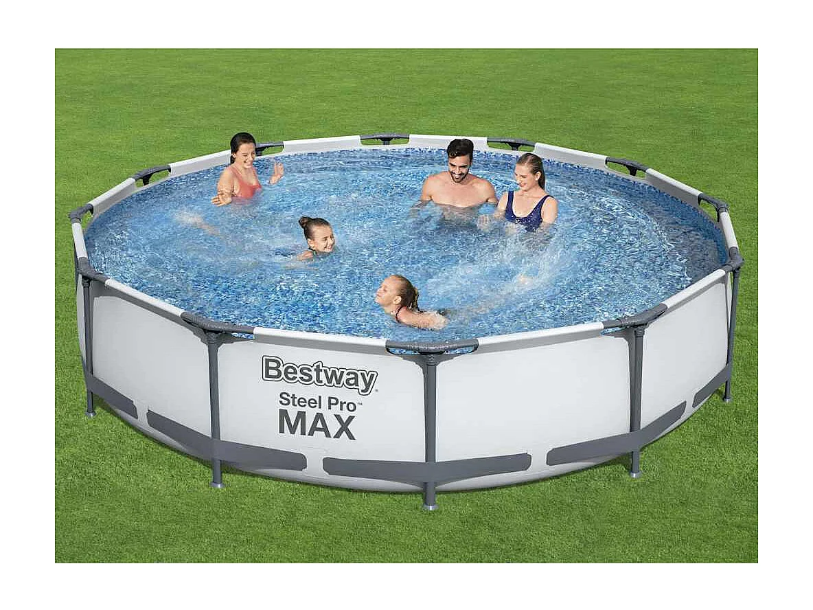 Piscina rotonda Bestway Steel Pro Max 6473L Ø366x76 cm con pompa filtrante - Grigio