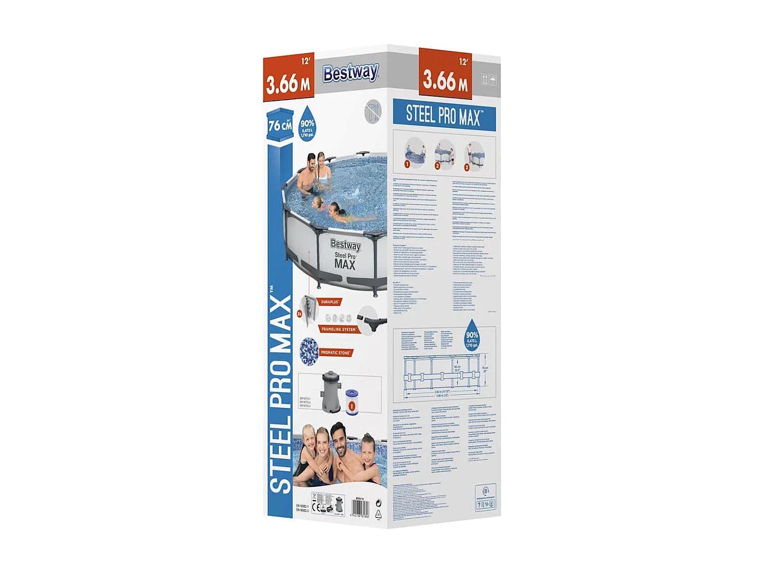 Piscina rotonda Bestway Steel Pro Max 6473L Ø366x76 cm con pompa filtrante - Grigio