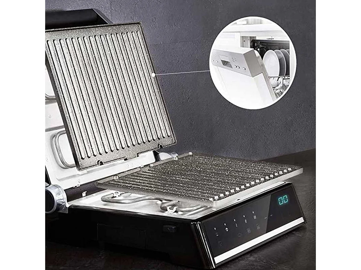 Parrilla eléctrica Cecotec Rock'nGrill Smart 2000W panel táctil inox/negro