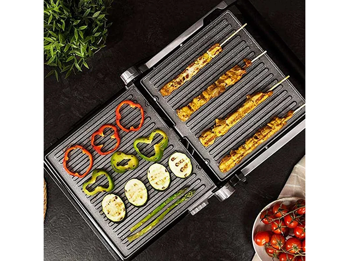 Parrilla eléctrica Cecotec Rock'nGrill Smart 2000W panel táctil inox/negro