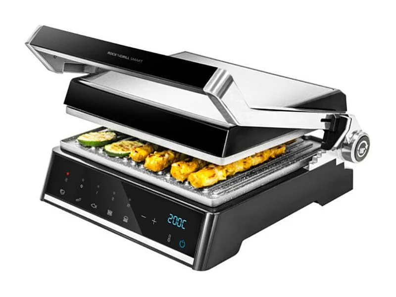 Parrilla eléctrica Cecotec Rock'nGrill Smart 2000W panel táctil inox/negro