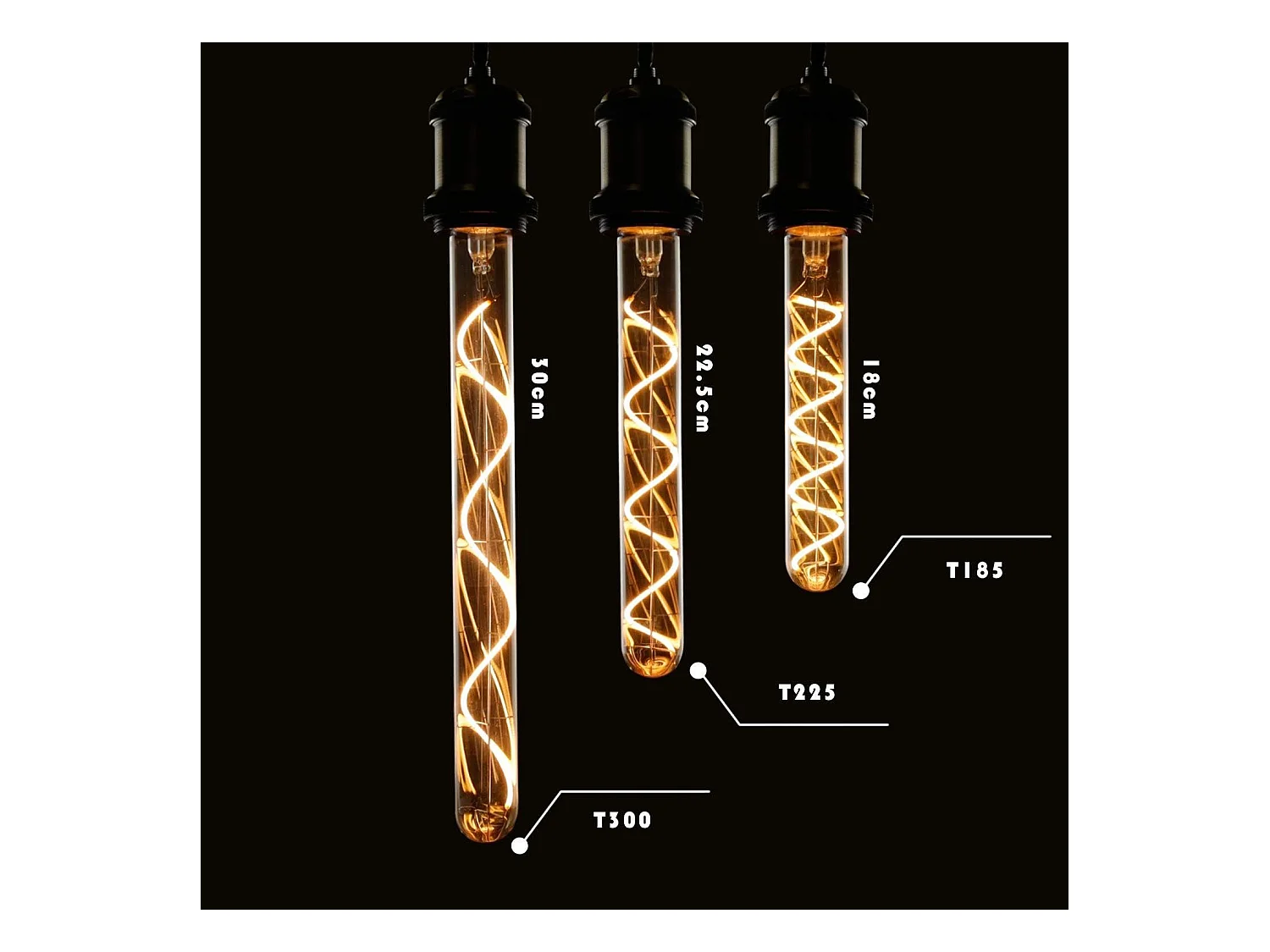 Bombilla LED Edison tubular Nettlife E27 de 4 W, estilo vintage, tubo dorado de 225 mm, filamento espiral blanco cálido, no regulable