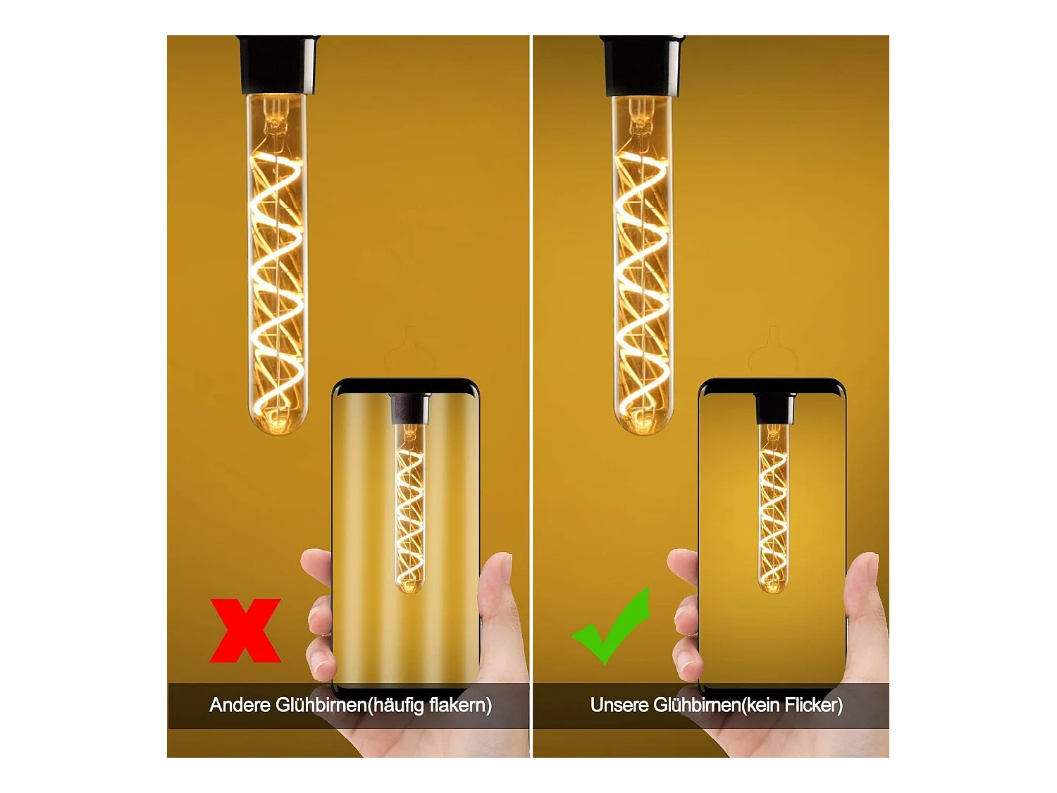 Bombilla LED Edison tubular Nettlife E27 de 4 W, estilo vintage, tubo dorado de 225 mm, filamento espiral blanco cálido, no regulable