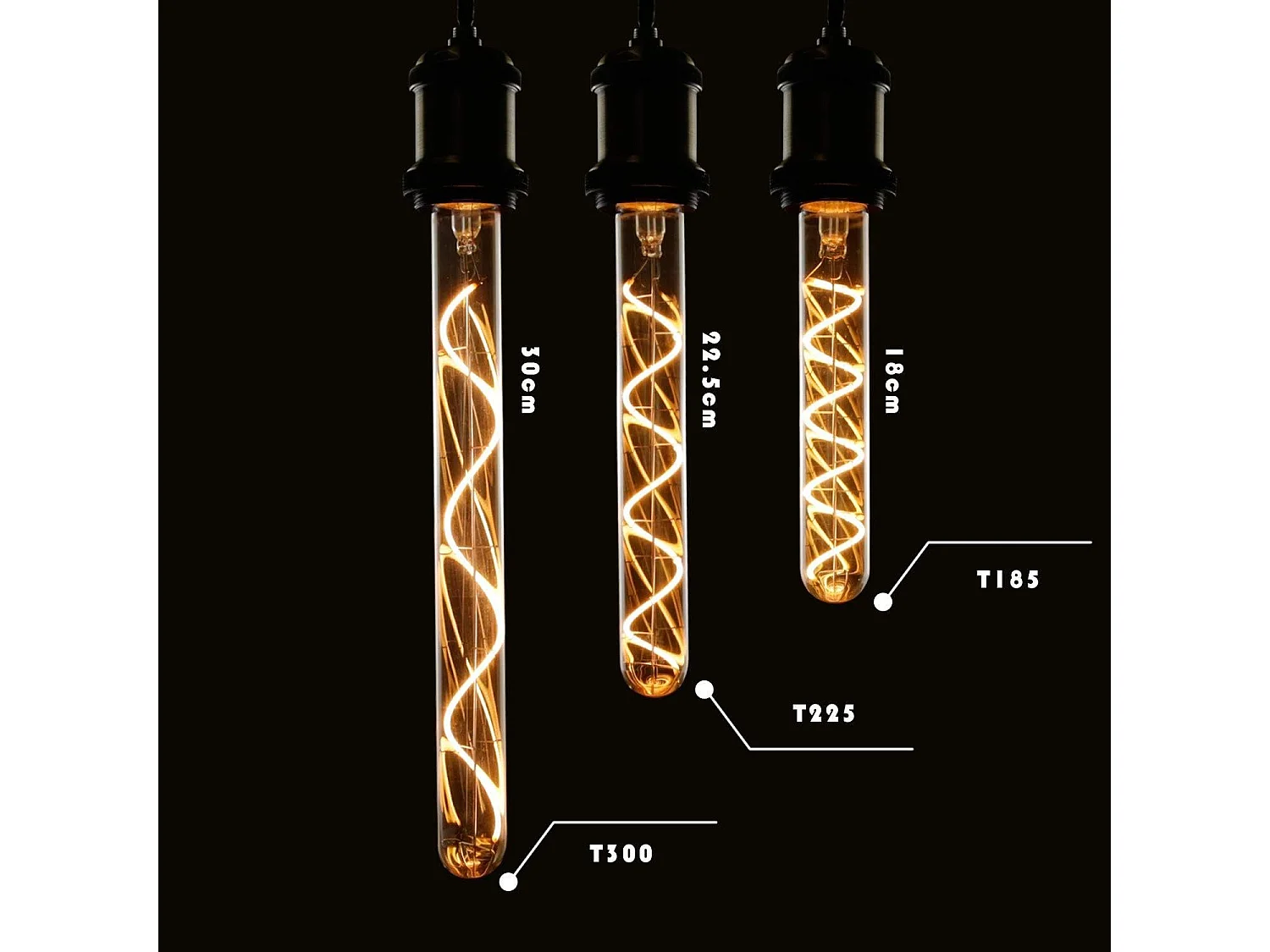 Nettlife E27 4W buisvormige Edison LED-lamp, vintage stijl, 225 mm gouden buis, warmwitte spiraalgloeidraad, niet dimbaar