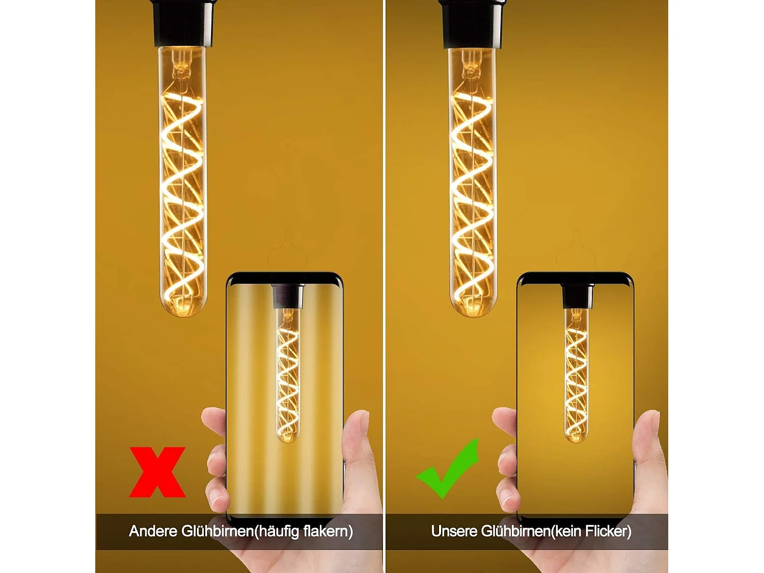 Ampoule led edison tubulaire nettlife e27 4 w, style vintage, tube doré de 225 mm, filament spiralé blanc chaud, non dimmable